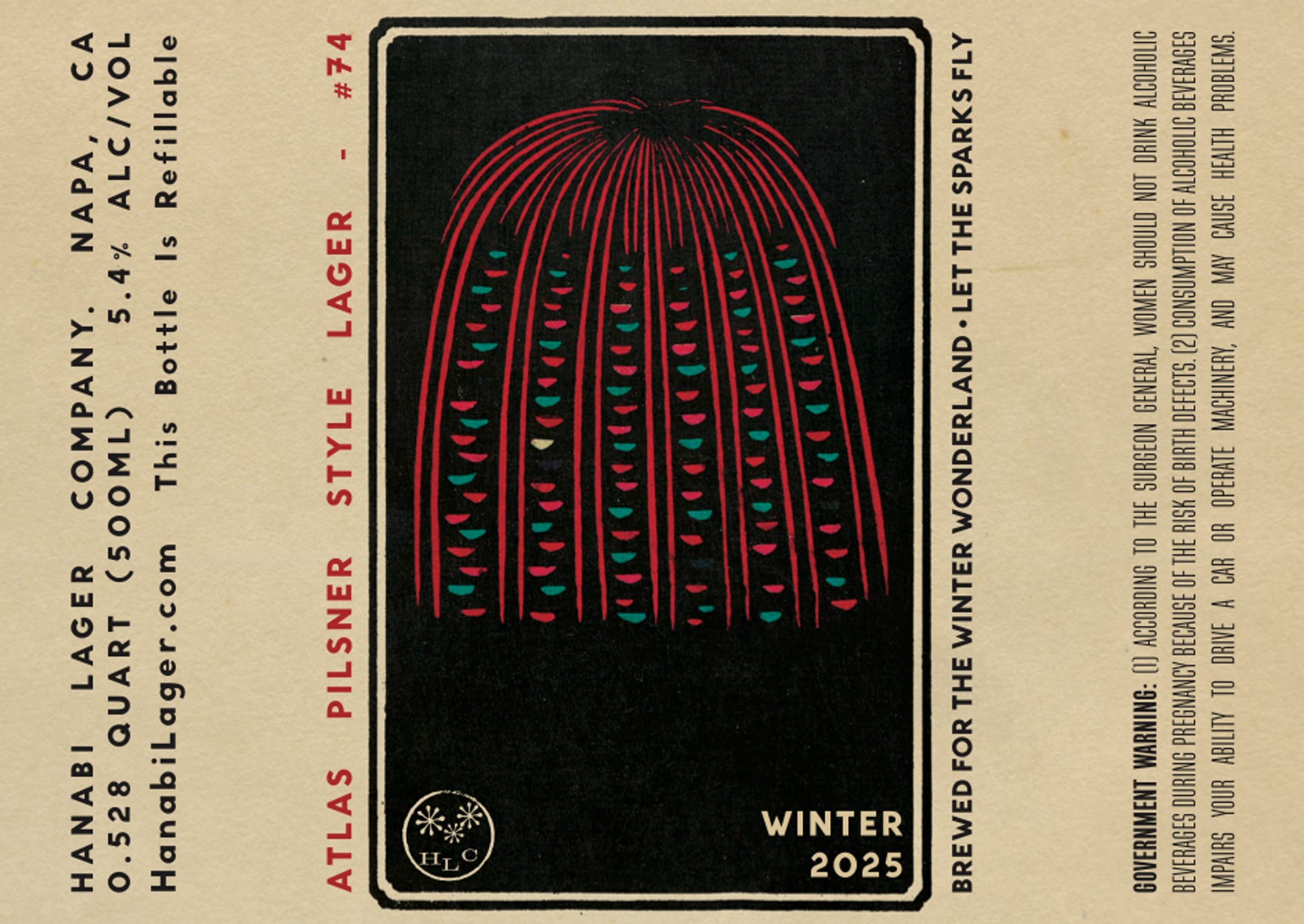 Hanabi Lager by ATLAS - beer label