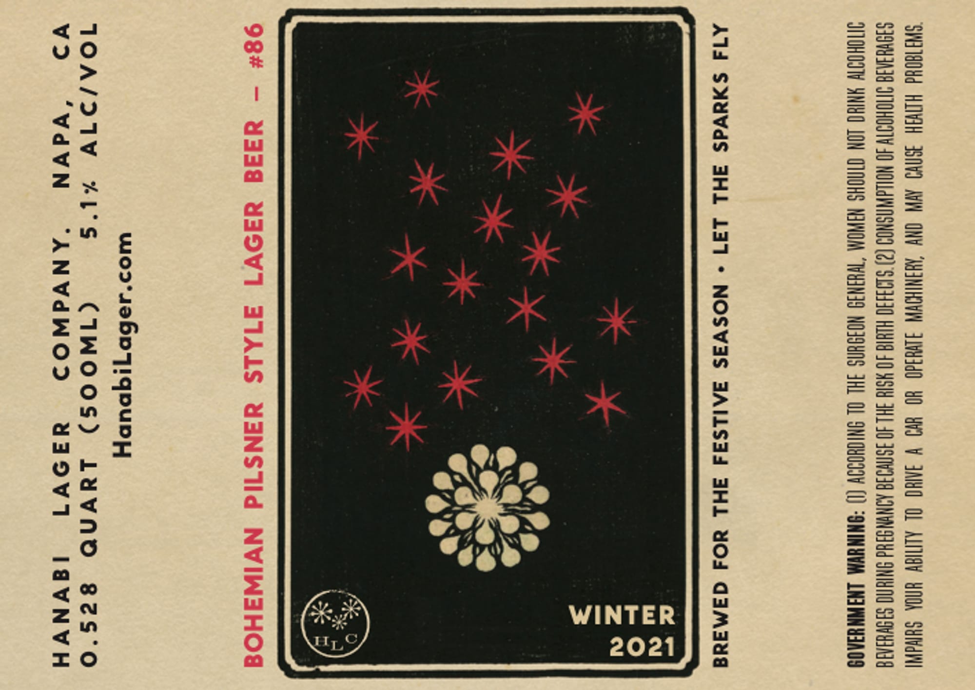 Hanabi Lager by Hanabi Lager Company - beer label