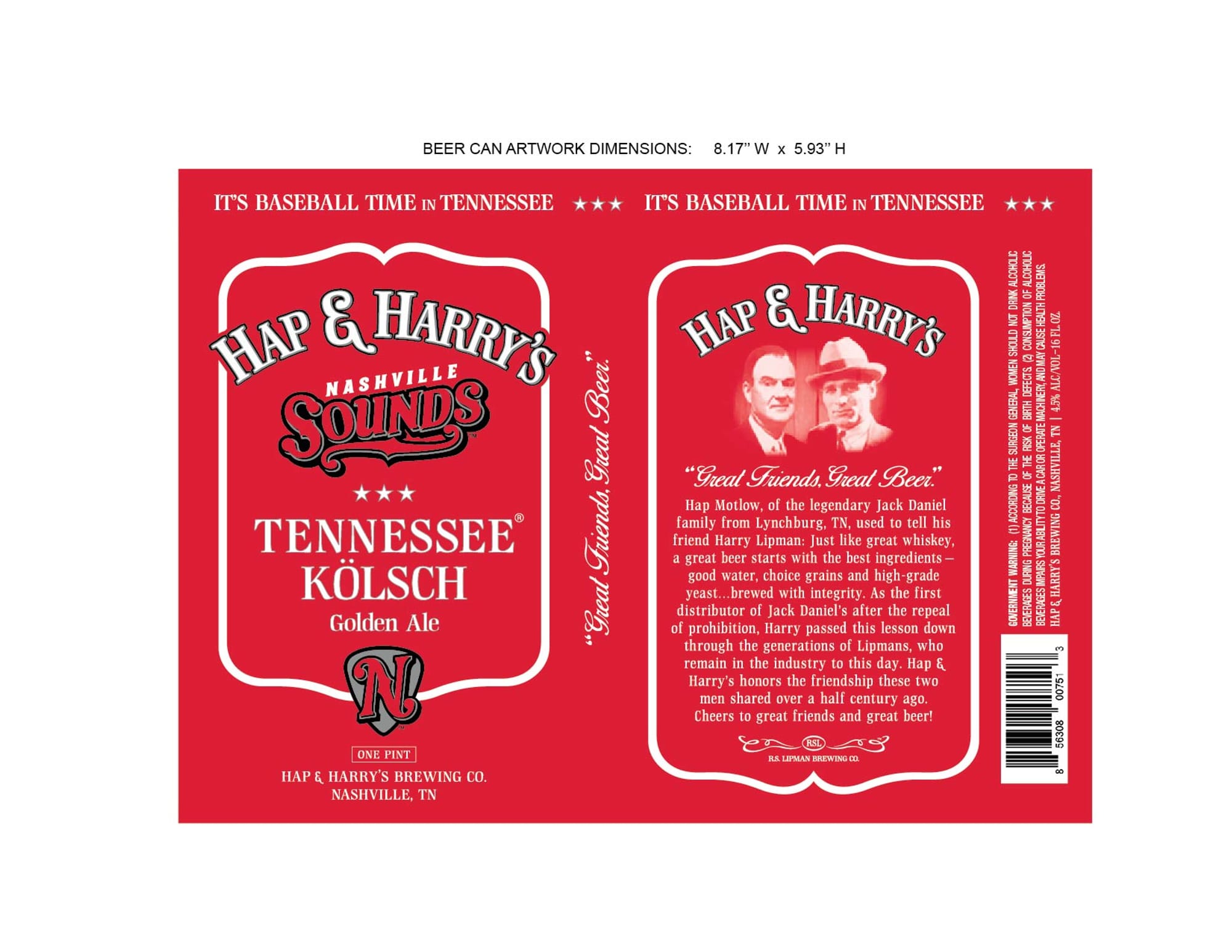 Nashville Sounds Kölsh by Hap & Harry's Brewing Co. - beer label