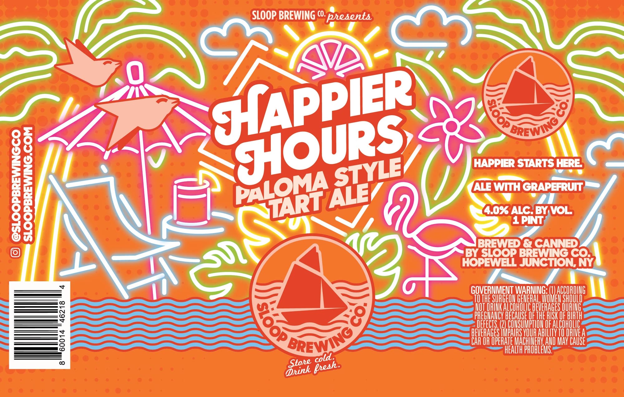 Happier Hours by Sloop Brewing Co. - beer label