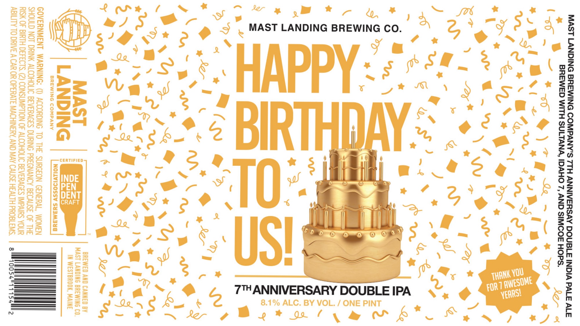 Happy Birthday to Us! by Mast Landing Brewing Co. - beer label