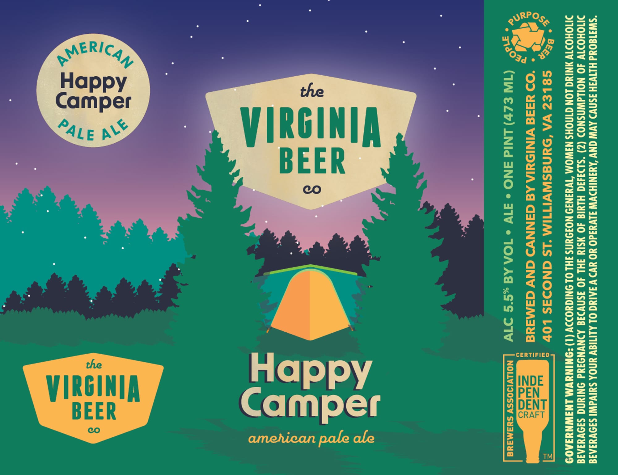 Happy Camper by The Virginia Beer Co. - beer label
