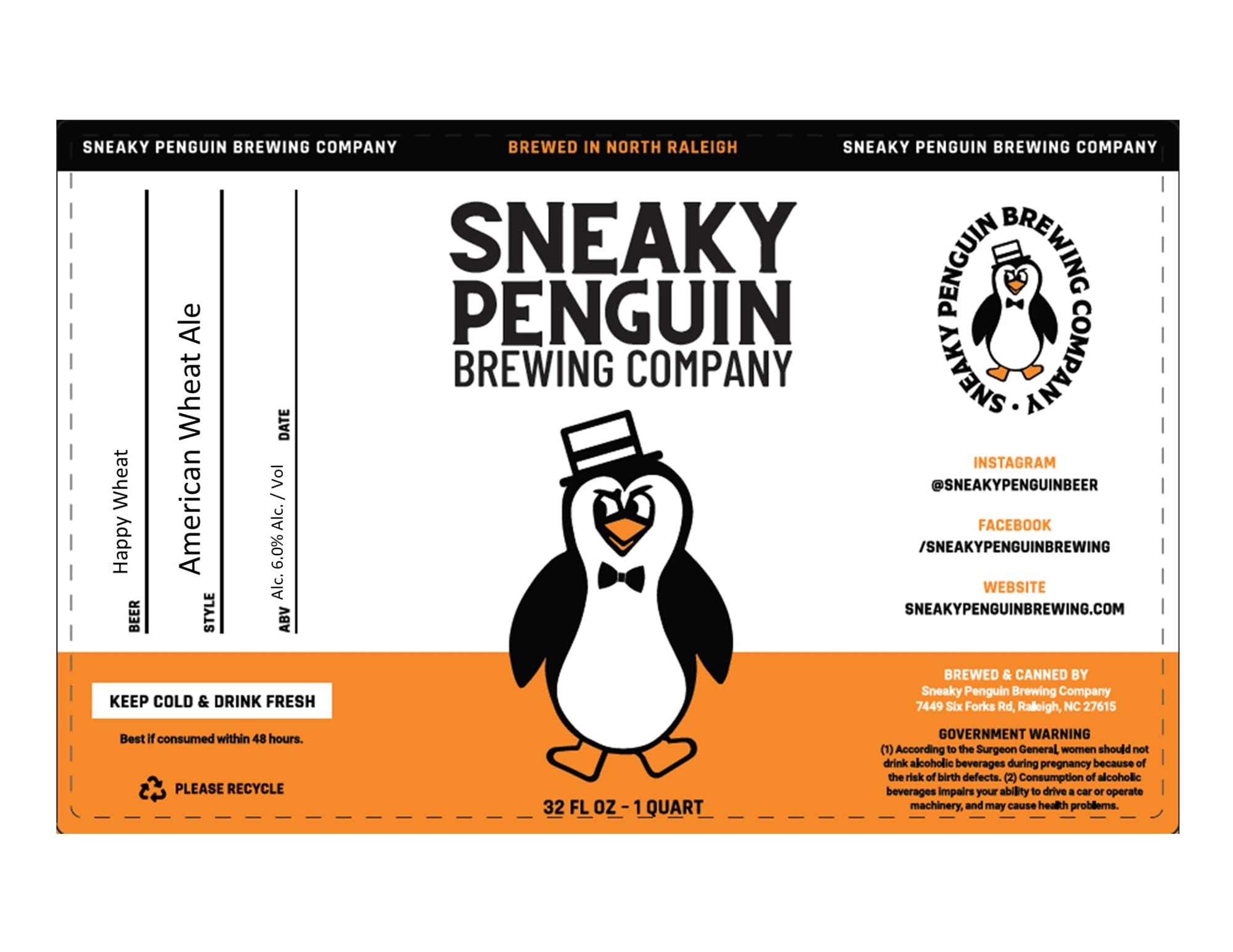 Happy Wheat by Sneaky Penguin Brewing Company - beer label