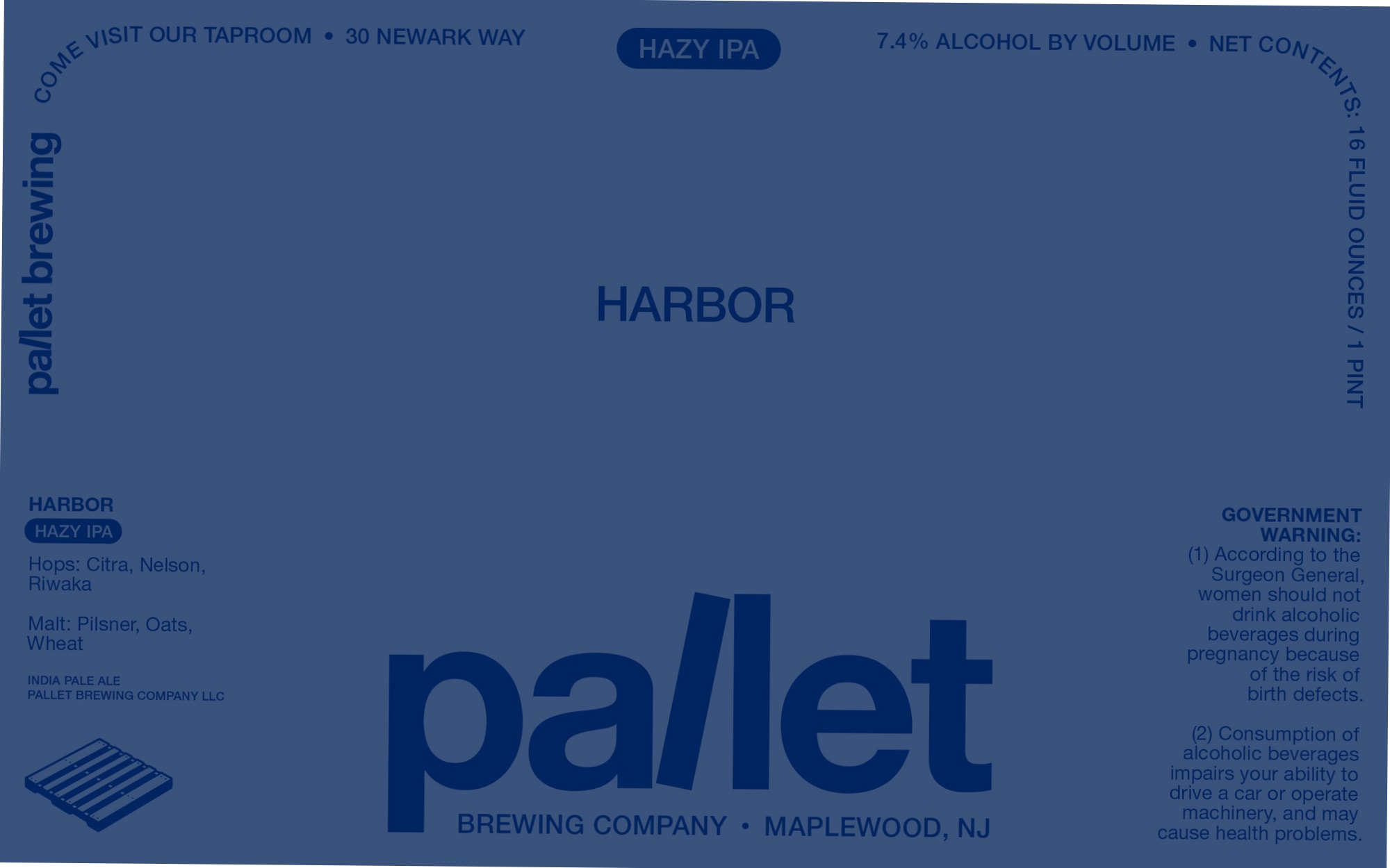 Harbor Hazy IPA by Pallet Brewing Company - beer label