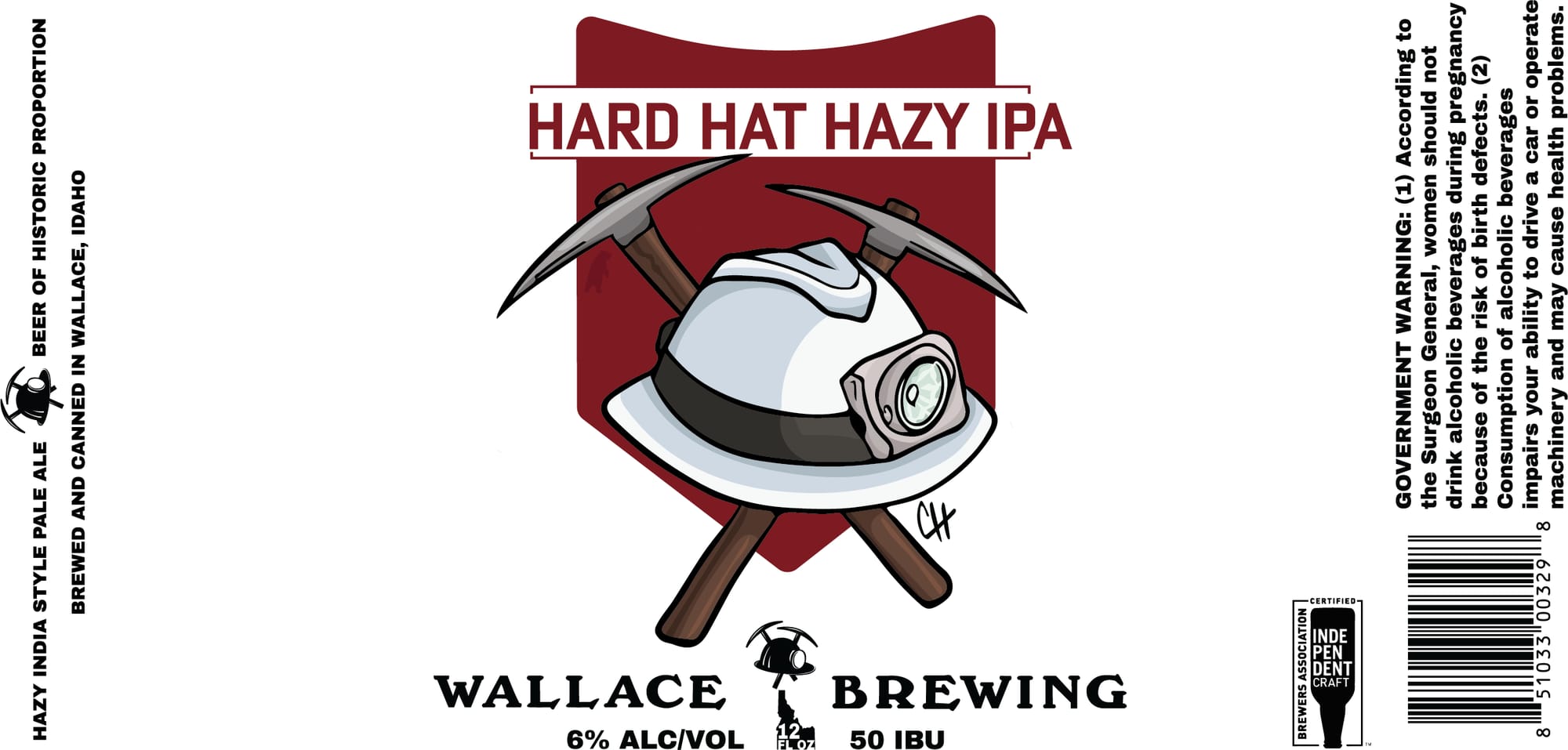 Hard Hat Hazy IPA by Wallace Brewing - beer label