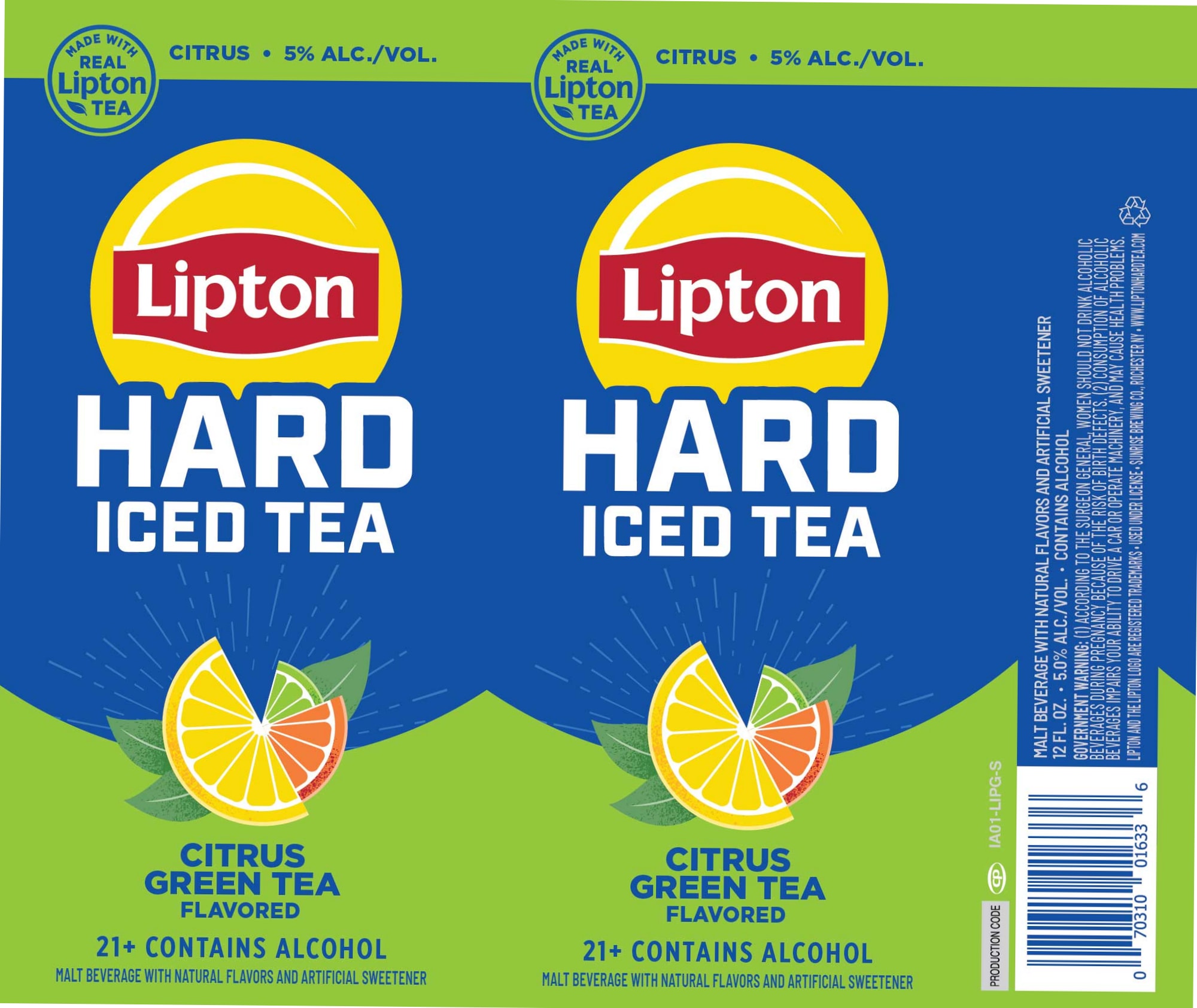 Hard Iced Tea Citrus Green Tea Flavored by Lipton - beer label