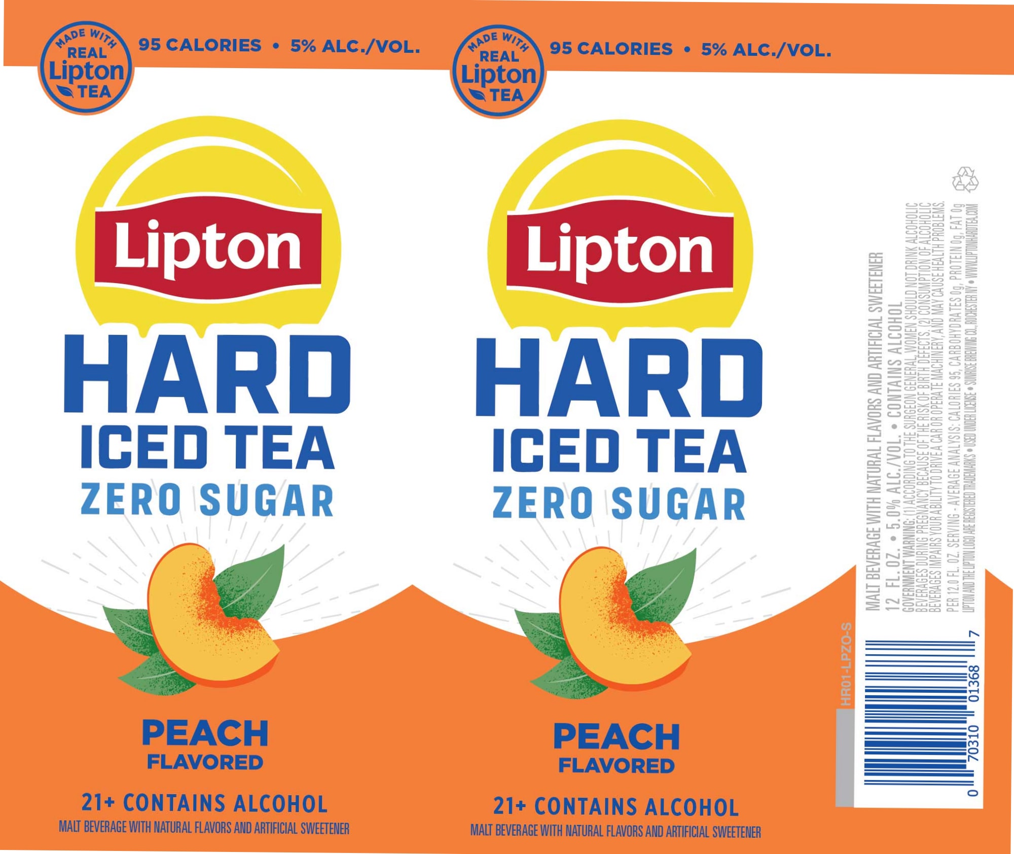 Hard Iced Tea (Peach) by Lipton - beer label