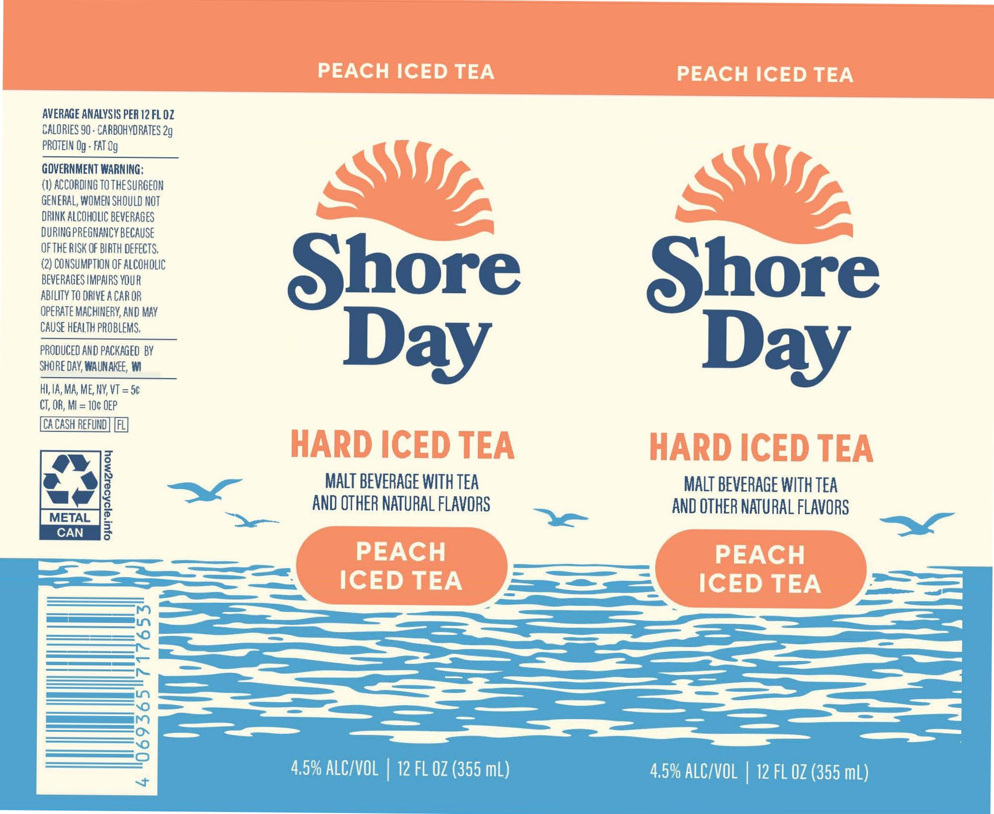 Hard Iced Tea - Peach by Shore Day - beer label