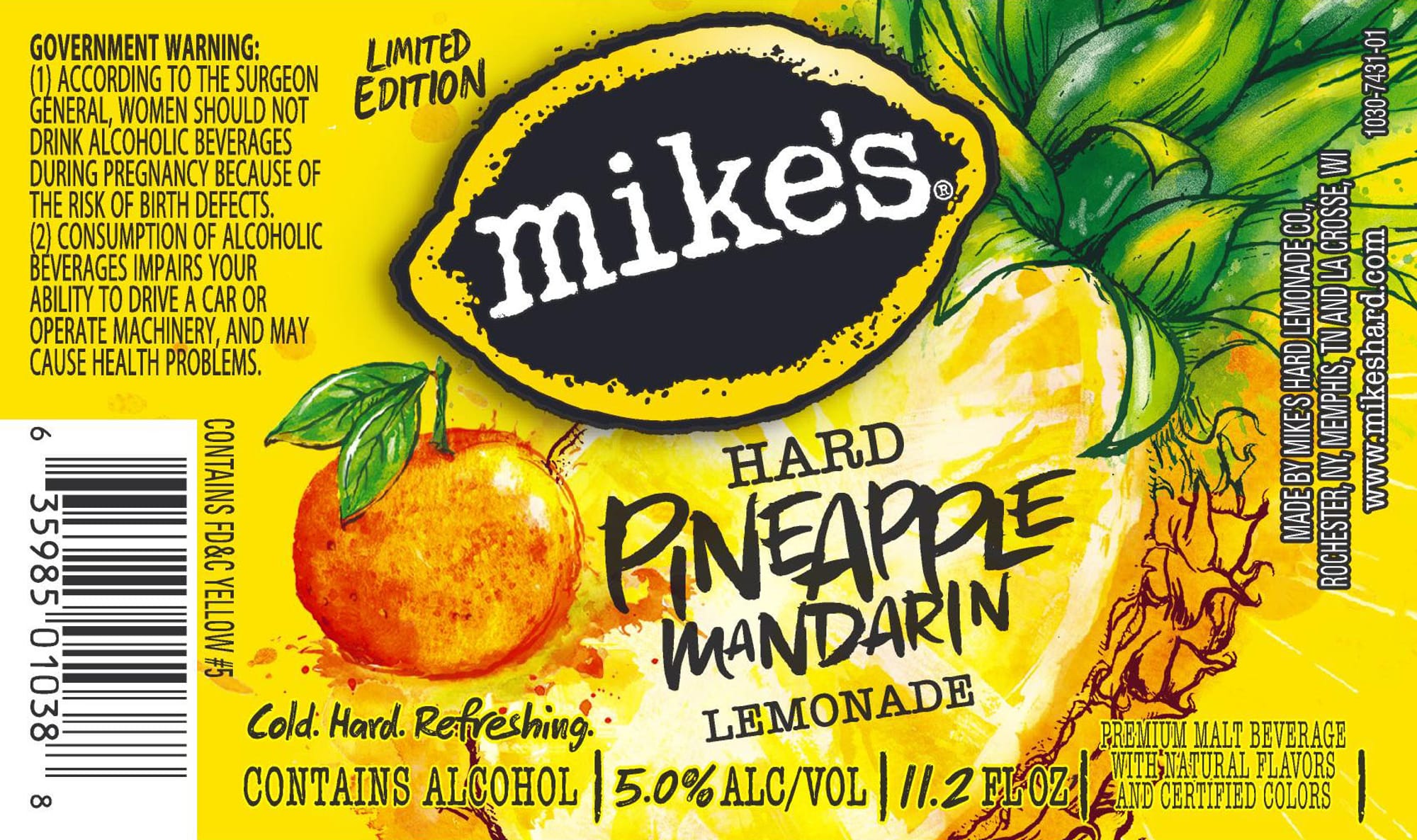 Hard Pineapple Mandarin Lemonade by Mike's Hard Lemonade - beer label