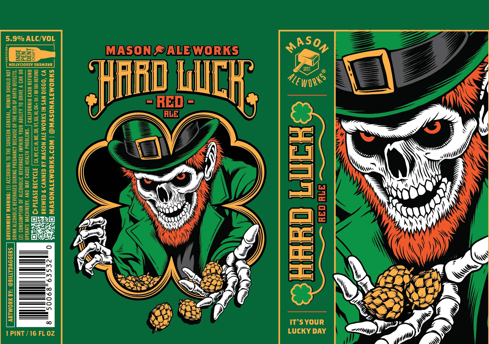 Hard Luck Red by Mason Aleworks - beer label