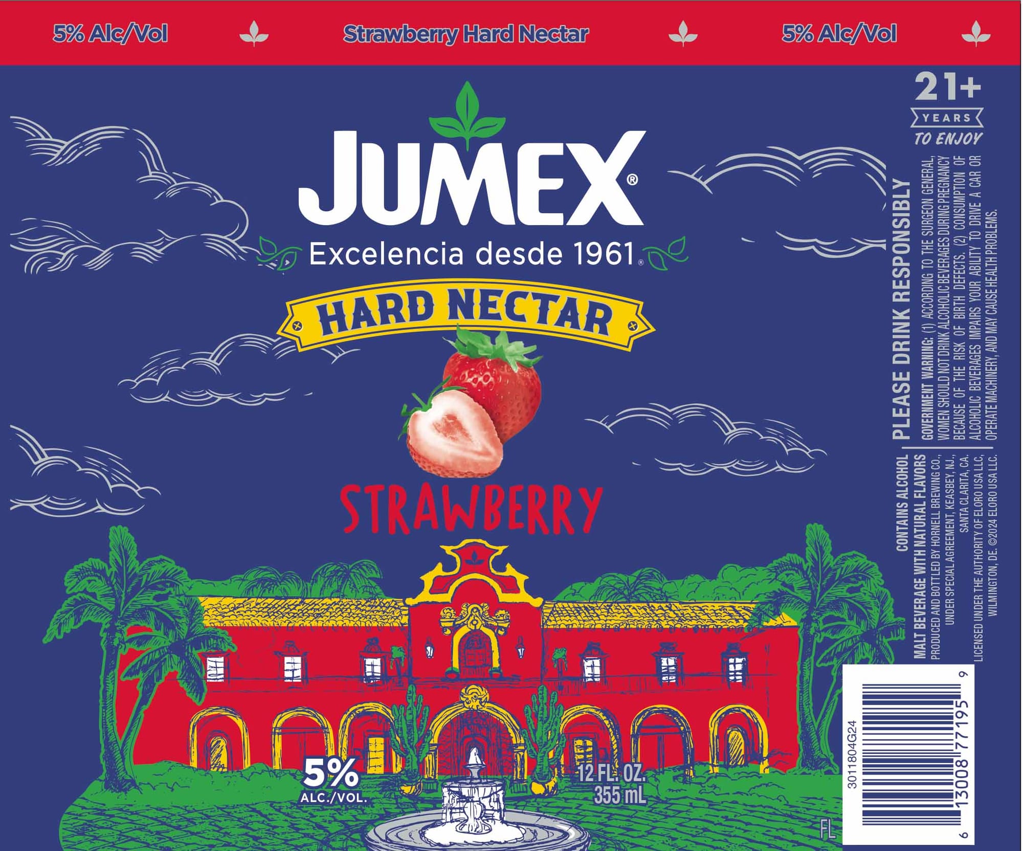 Hard Nectar Strawberry by Jumex - beer label