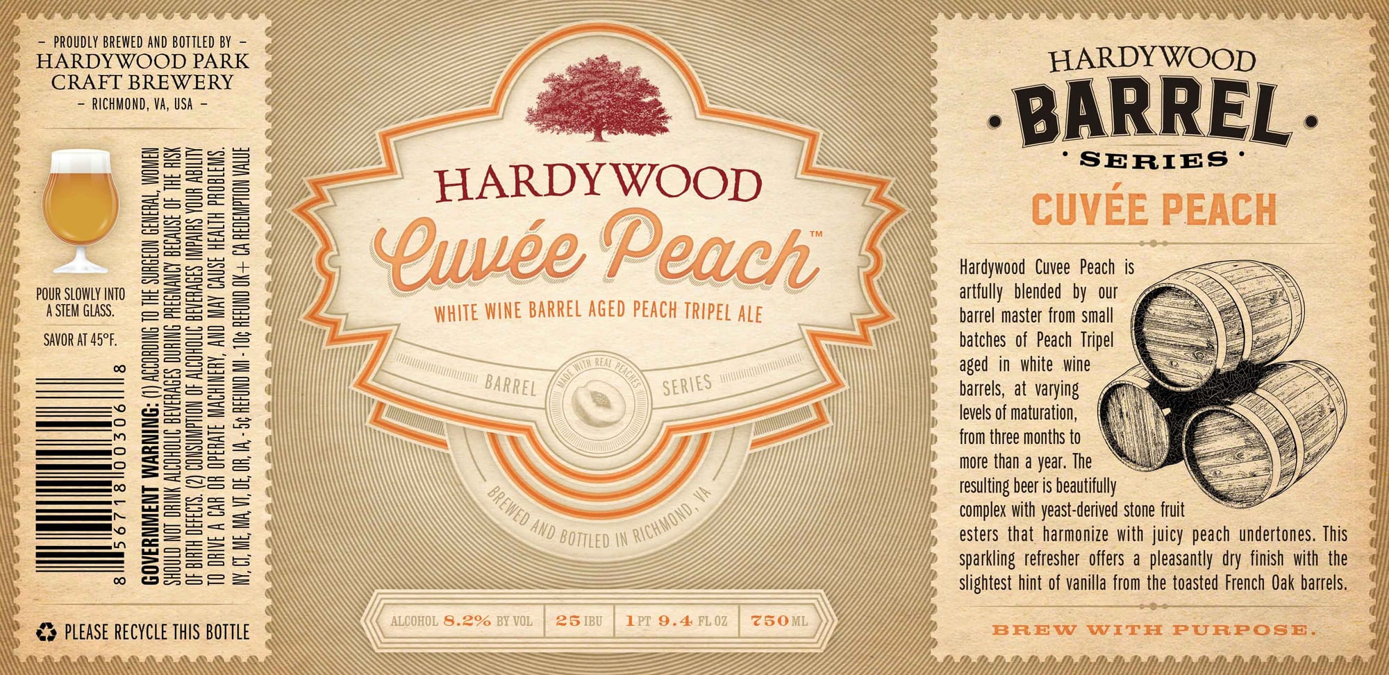 Cuvée Peach by Hardywood Park Craft Brewery - beer label