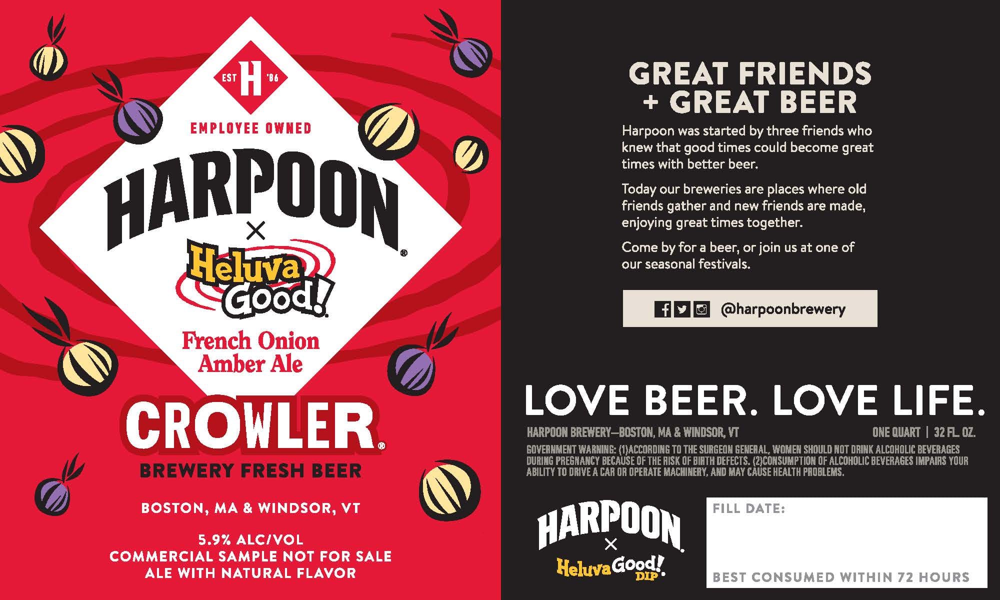 Harpoon x Heluva Good! French Onion Amber Ale by Harpoon Brewery - beer label