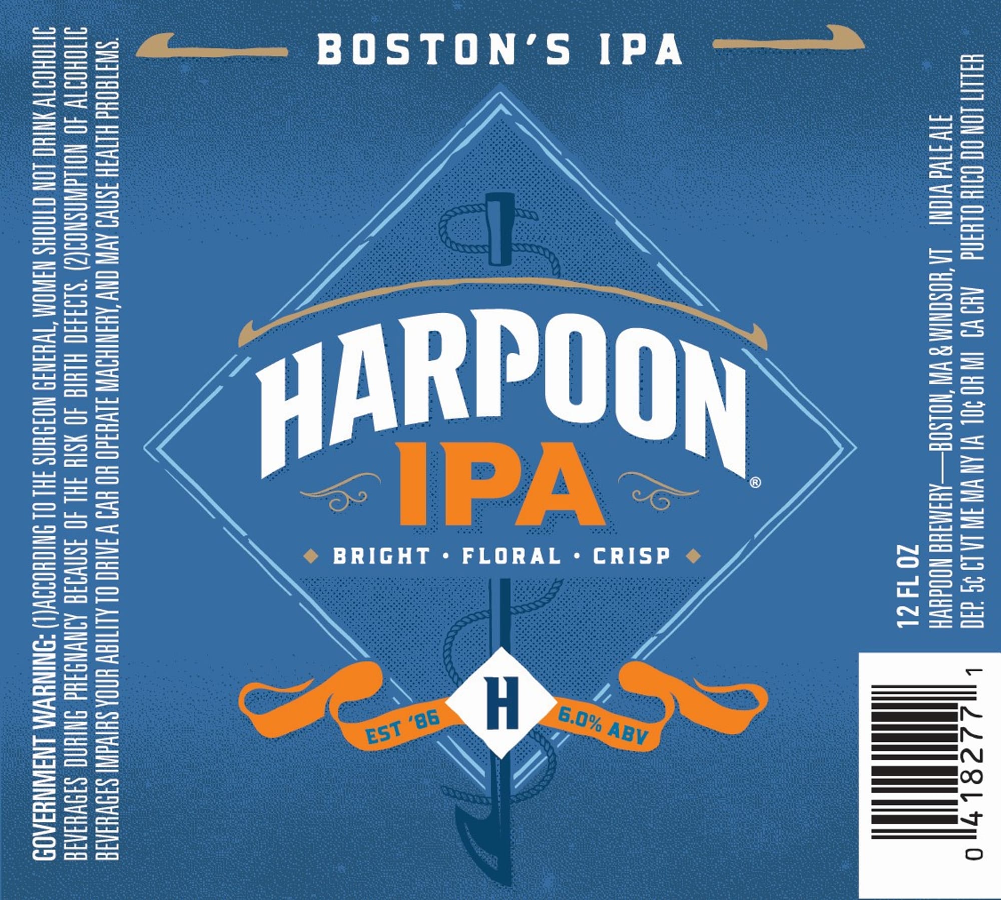 Harpoon IPA by Harpoon Brewery - beer label