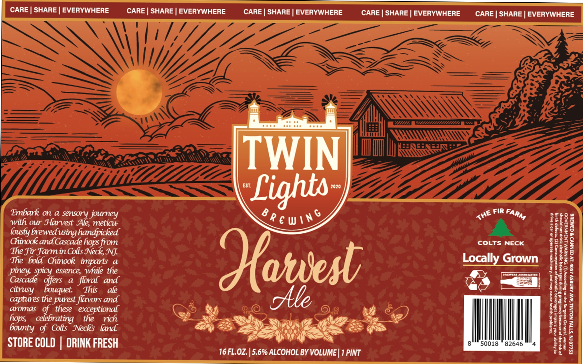 Harvest Ale by Twin Lights Brewing - beer label