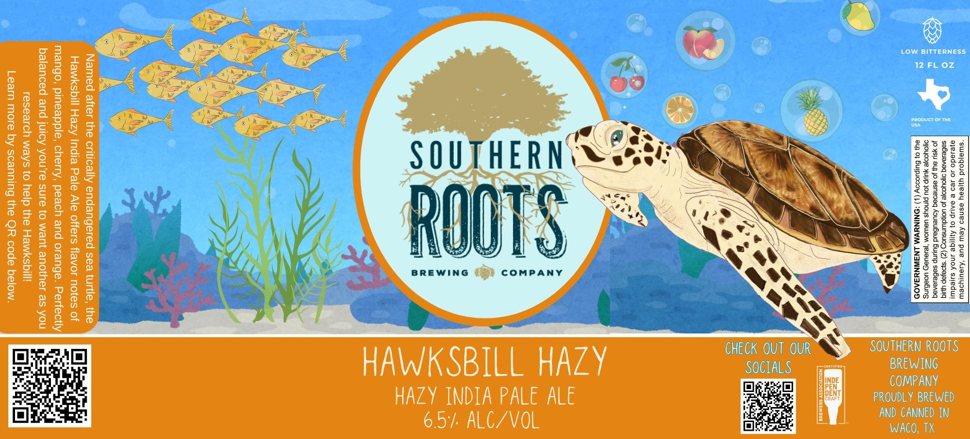 Hawksbill Hazy by Southern Roots Brewing Company - beer label