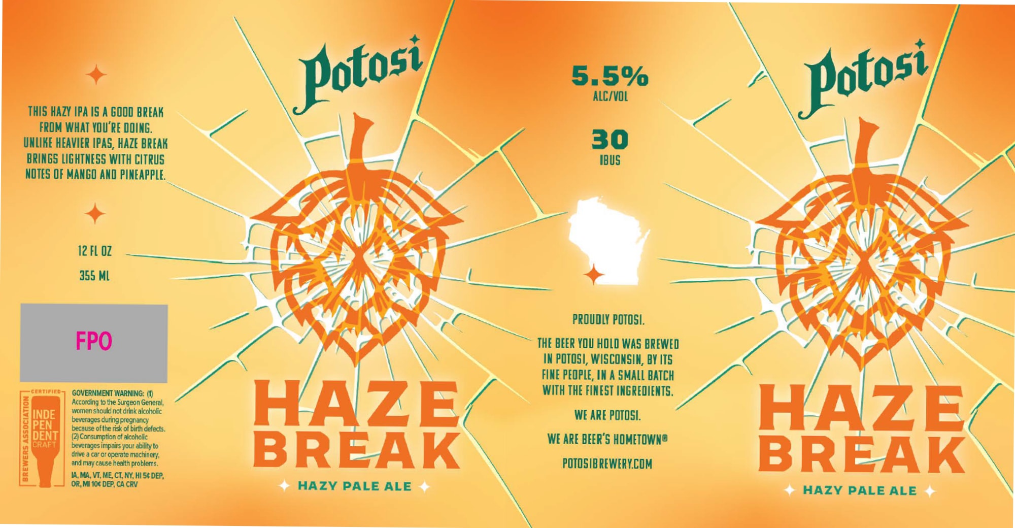 Haze Break by Potosi Brewery - beer label