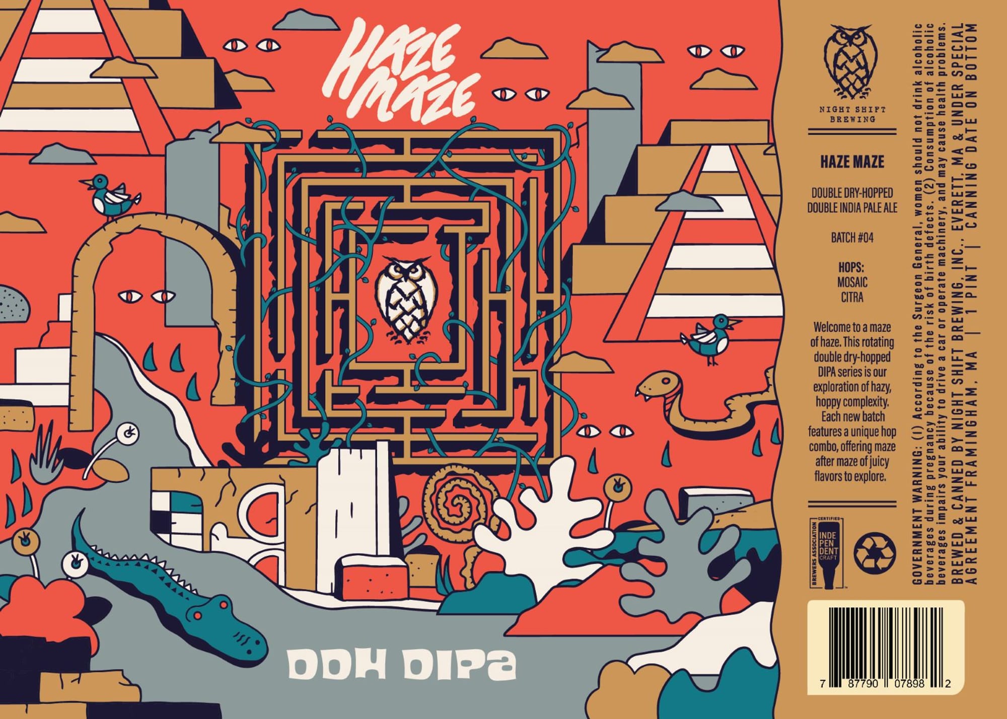 Haze Maze by Night Shift Brewing - beer label