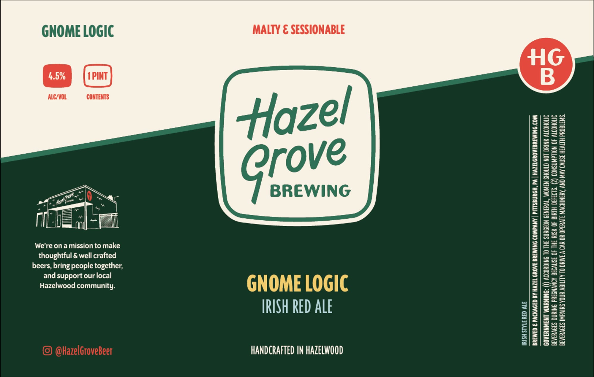 Hazel Irish Red Ale by Hazel Grove Brewing - beer label