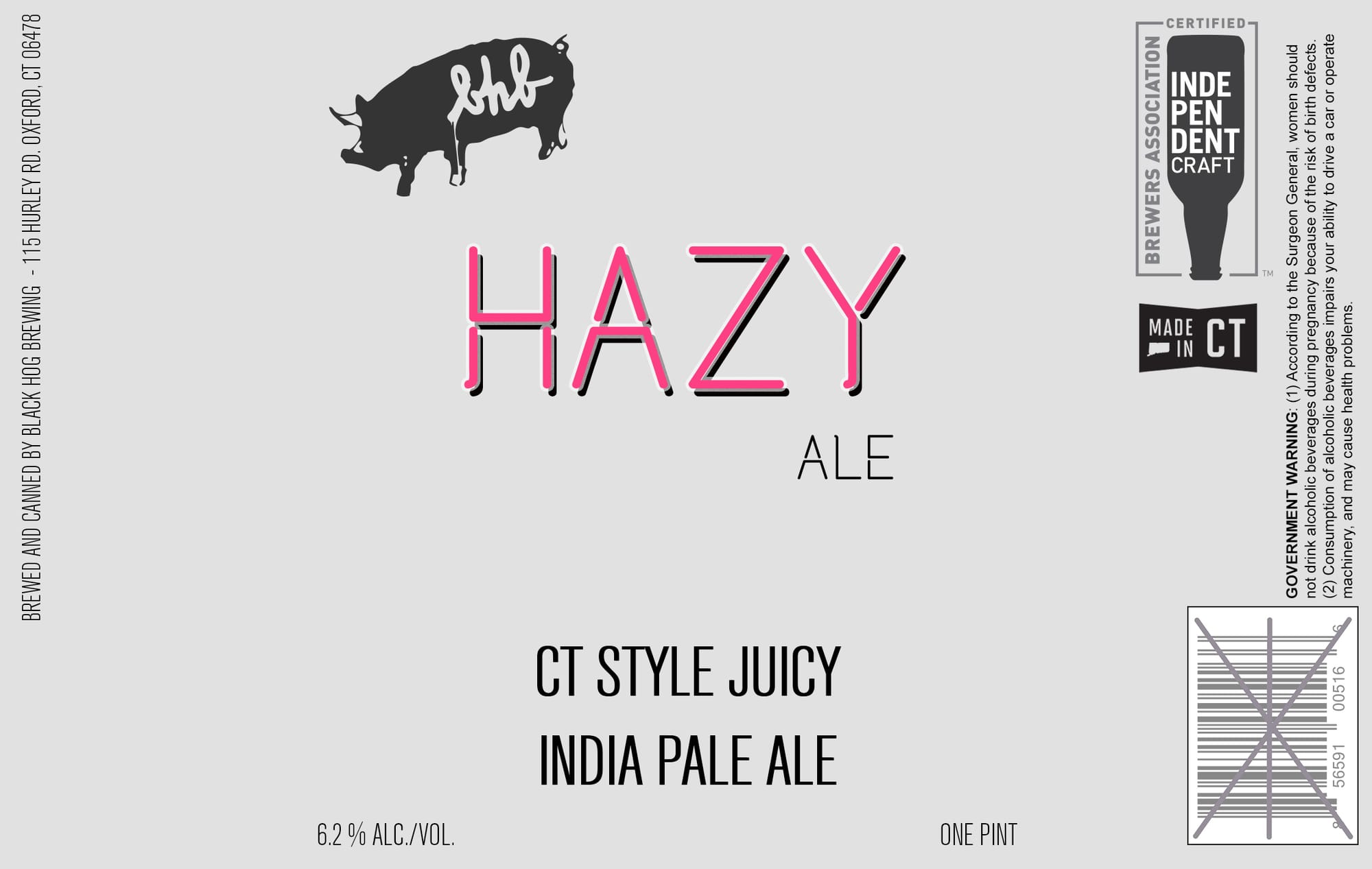 Hazy Ale by Black Hog Brewing - beer label