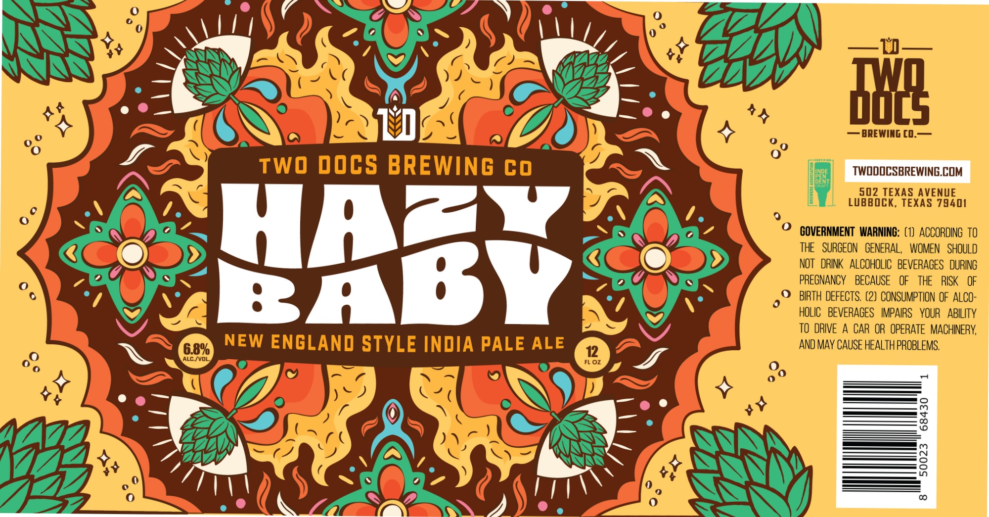Hazy Baby by Two Docs Brewing Co. - beer label