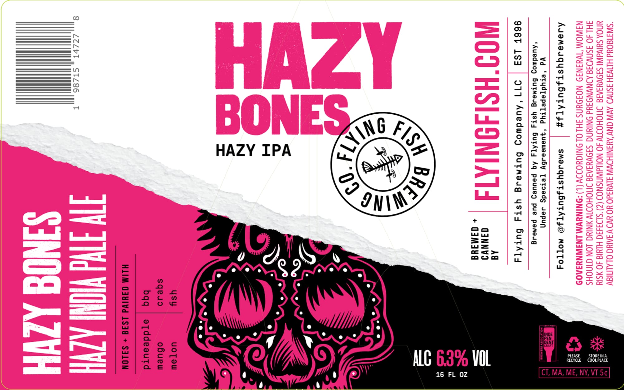 Hazy Bones by Flying Fish Brewing Co. - beer label