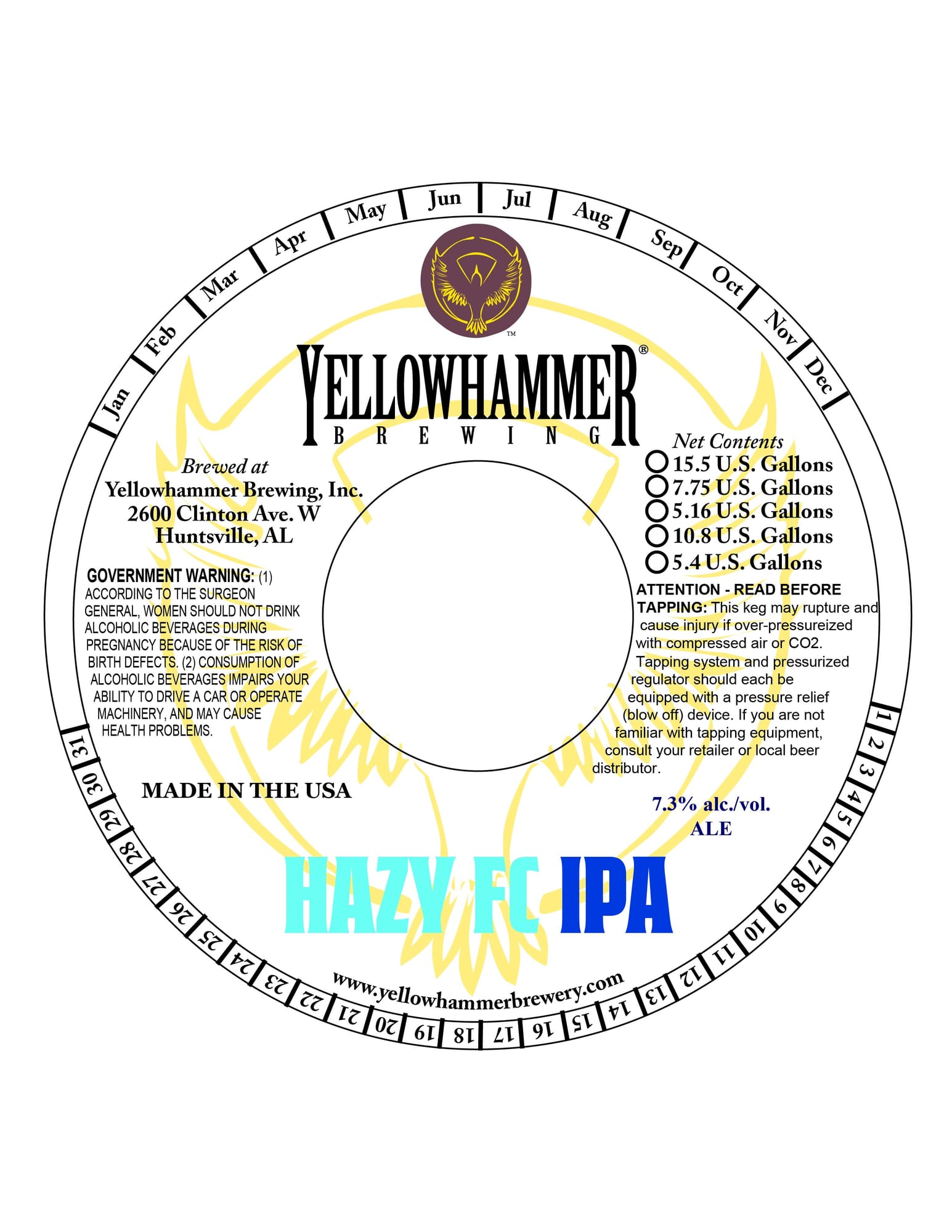 Hazy FC IPA by Yellowhammer Brewing - beer label