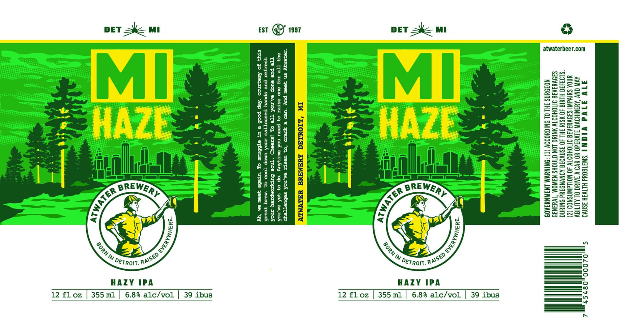Hazy IPA by Atwater Brewery - beer label