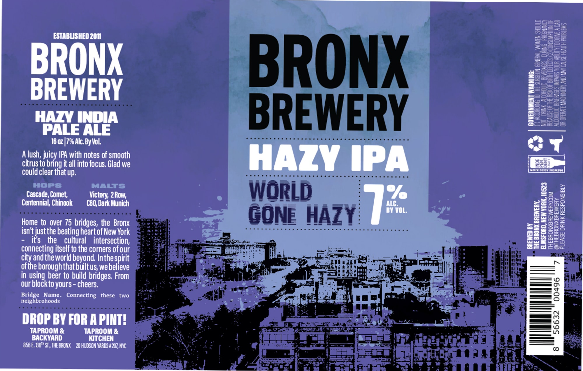 Hazy IPA by Bronx Brewery - beer label