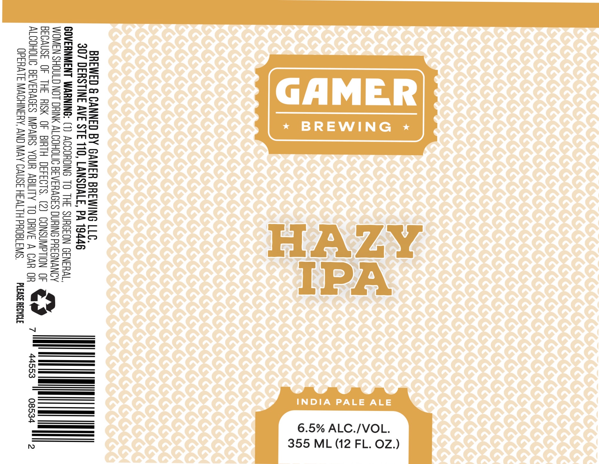 Hazy IPA by Gamer Brewing - beer label
