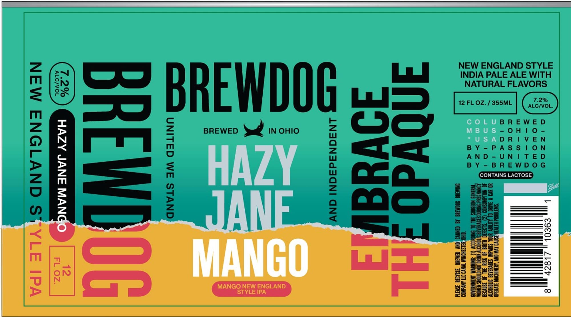 Hazy Jane Mango IPA by BrewDog - beer label
