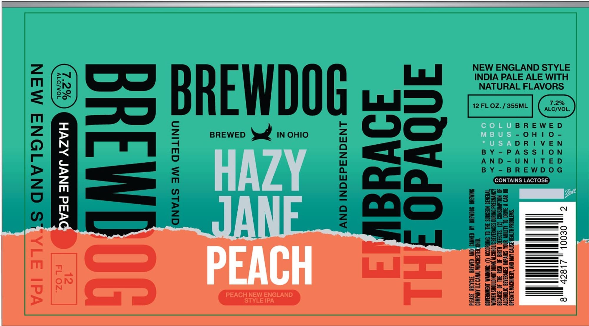 Hazy Jane Peach by BrewDog - beer label