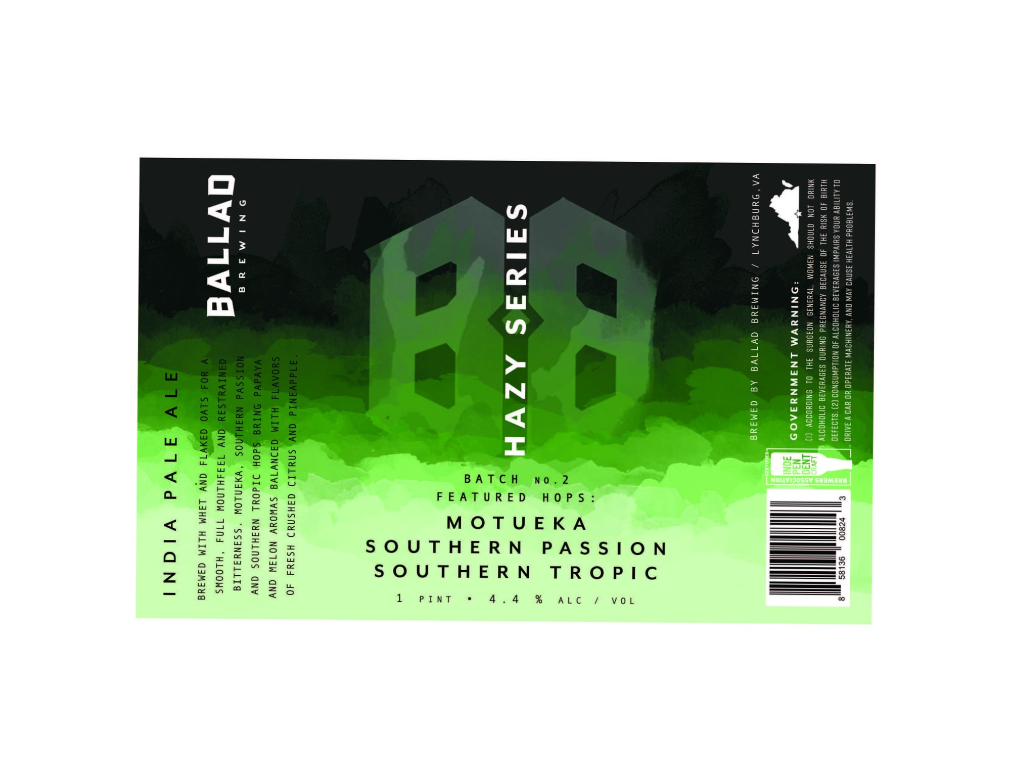 Hazy Pale Ale by Ballard Brewing - beer label
