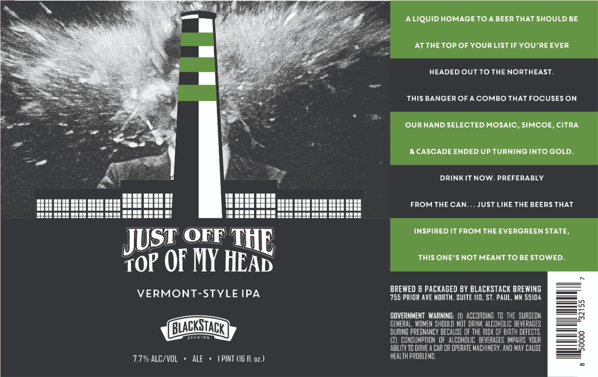 Just Off The Top Of My Head by Blackstack Brewing - beer label