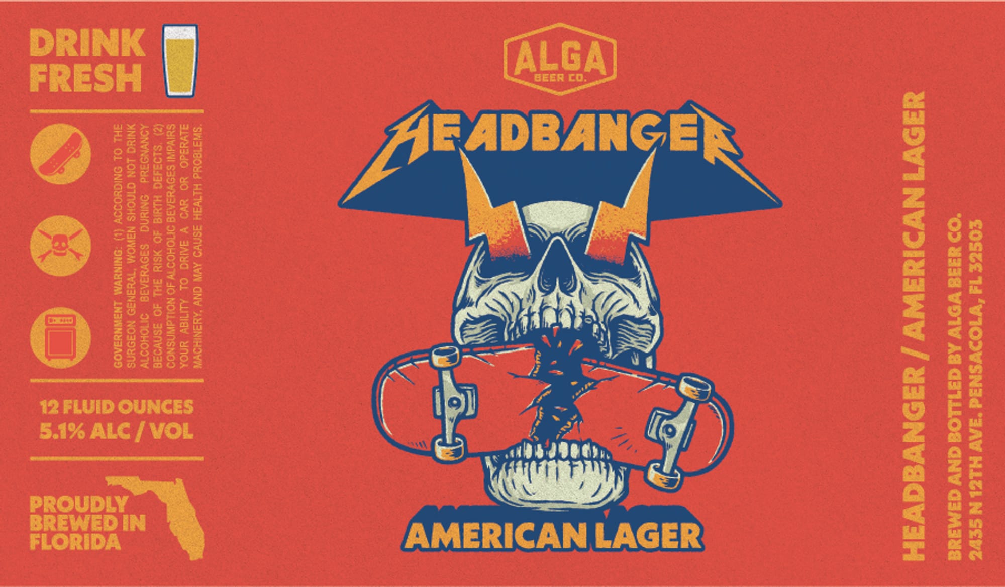 Headbanger American Lager by Alga Beer Co. - beer label
