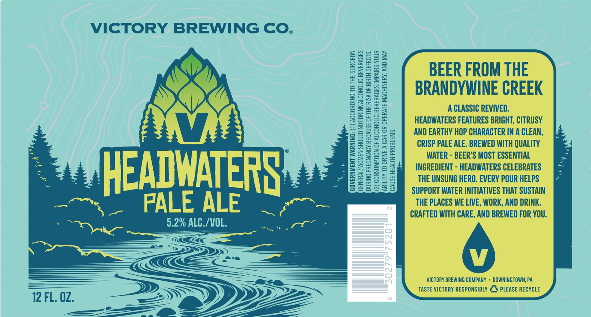 Headwaters Pale Ale by Victory Brewing Co. - beer label