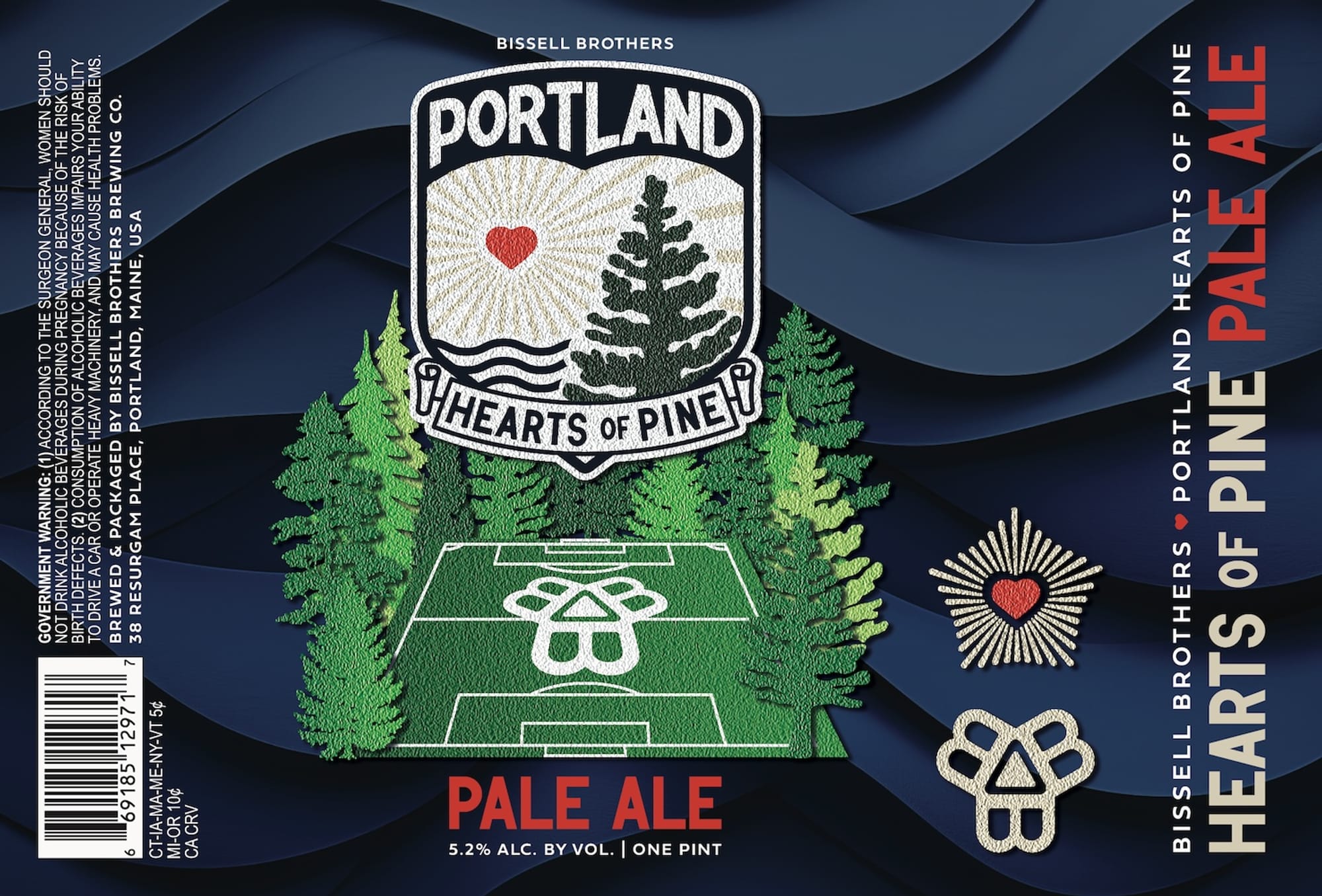 Hearts of Pine Pale Ale by Bissell Brothers Brewing - beer label