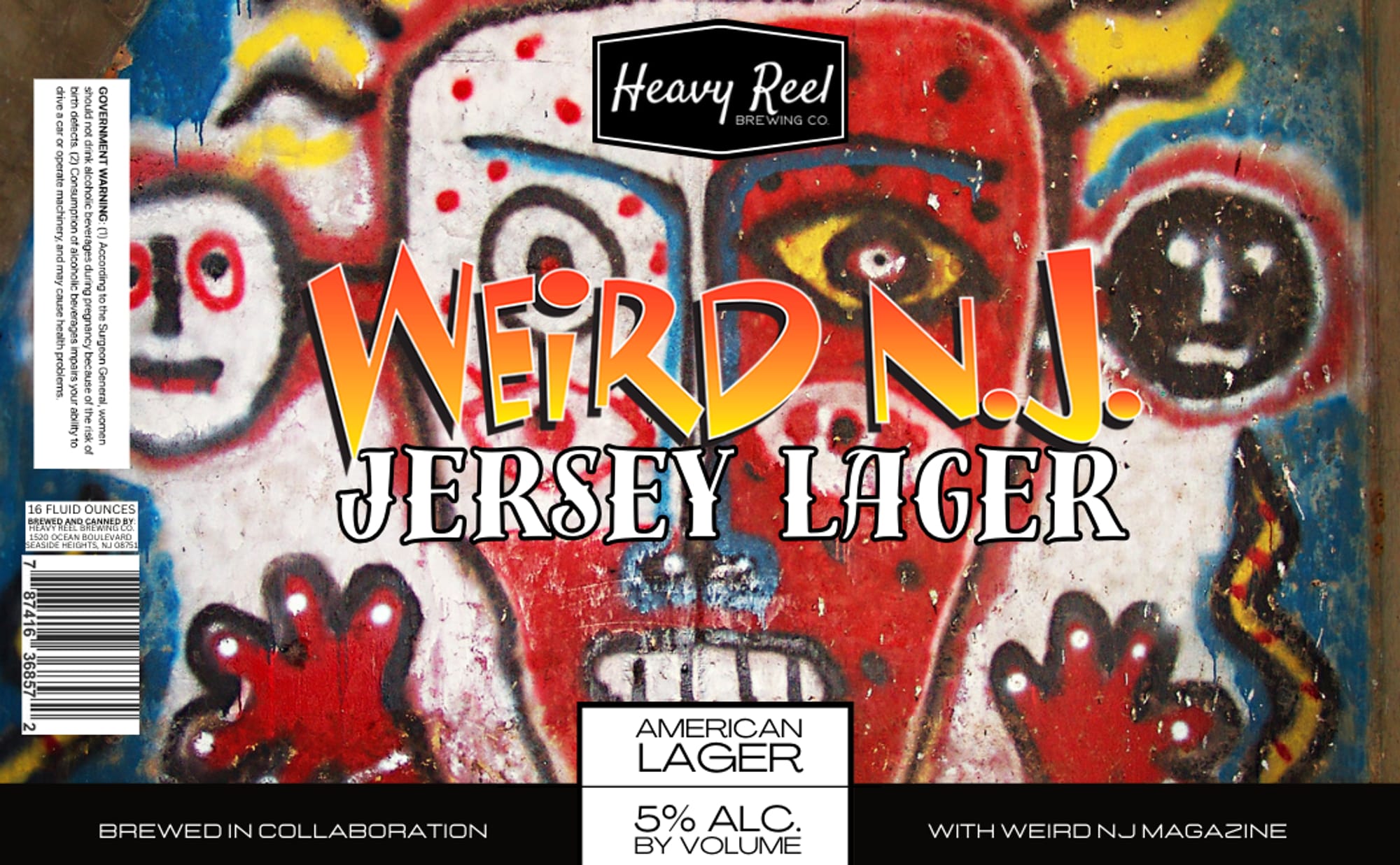 Weird NJ Lager by Heavy Reel Brewing Co. - beer label