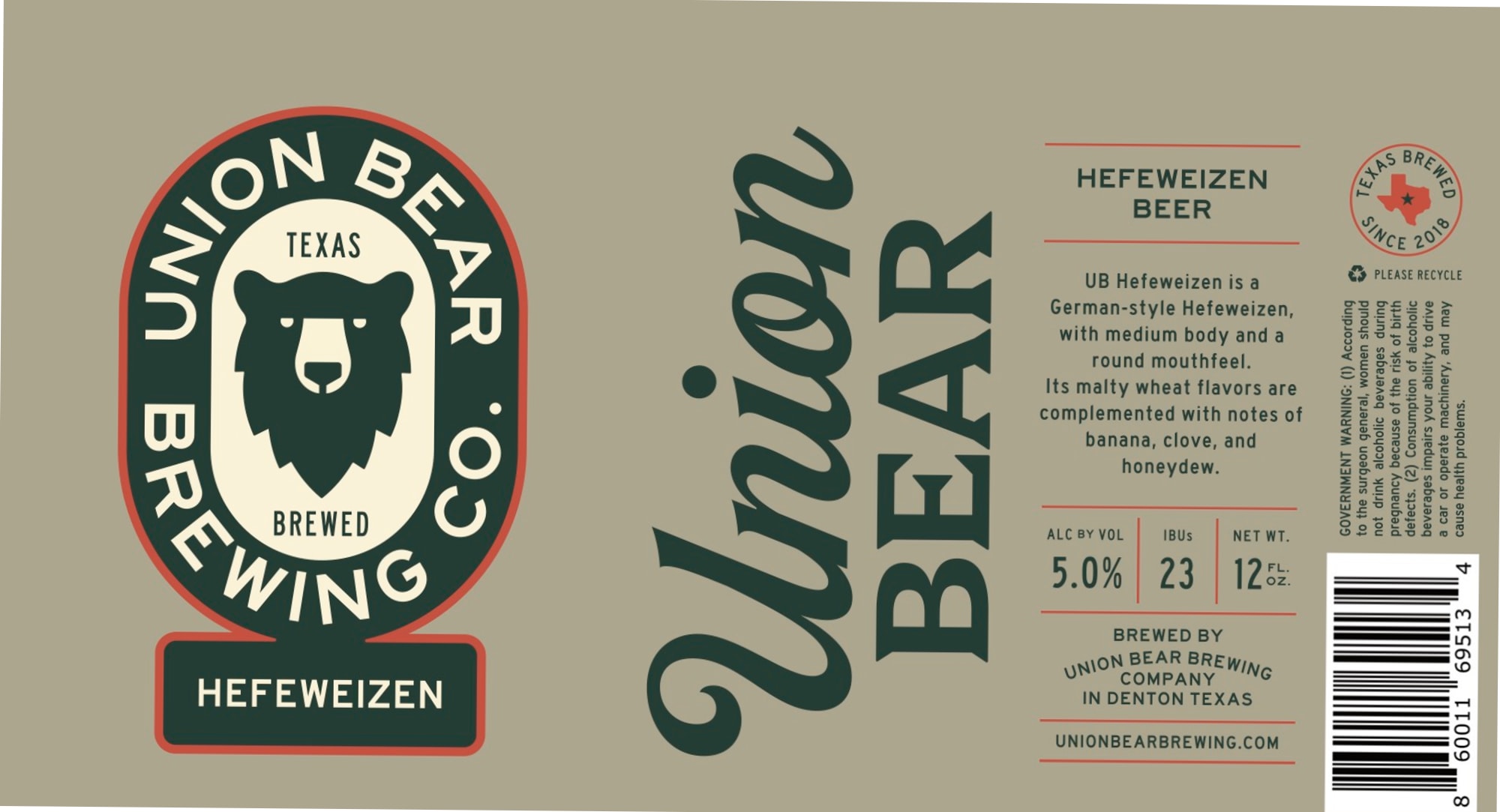 Hefeweisen by Union Bear Brewing Company - beer label