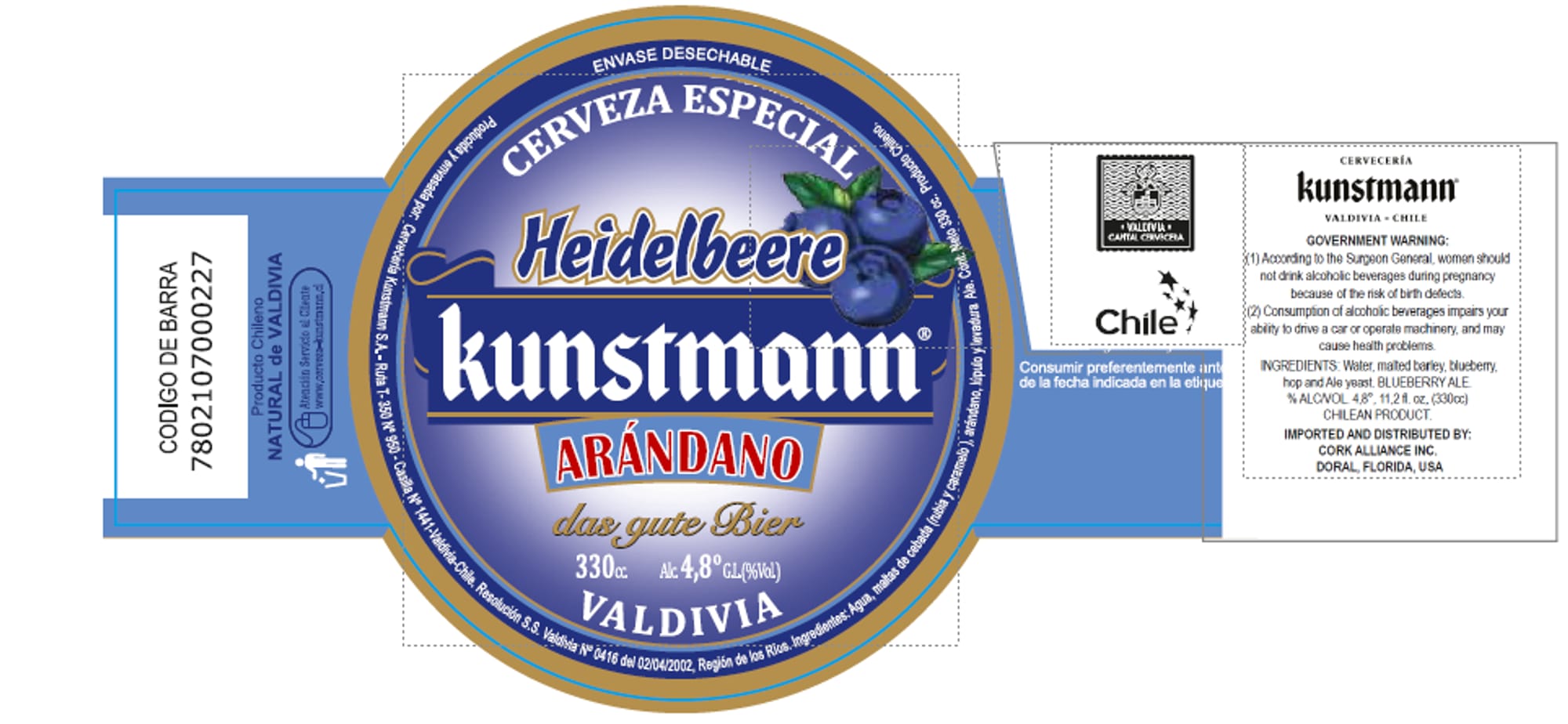 Heidelbeere Kunstmann by Cervecería Kunstmann - beer label