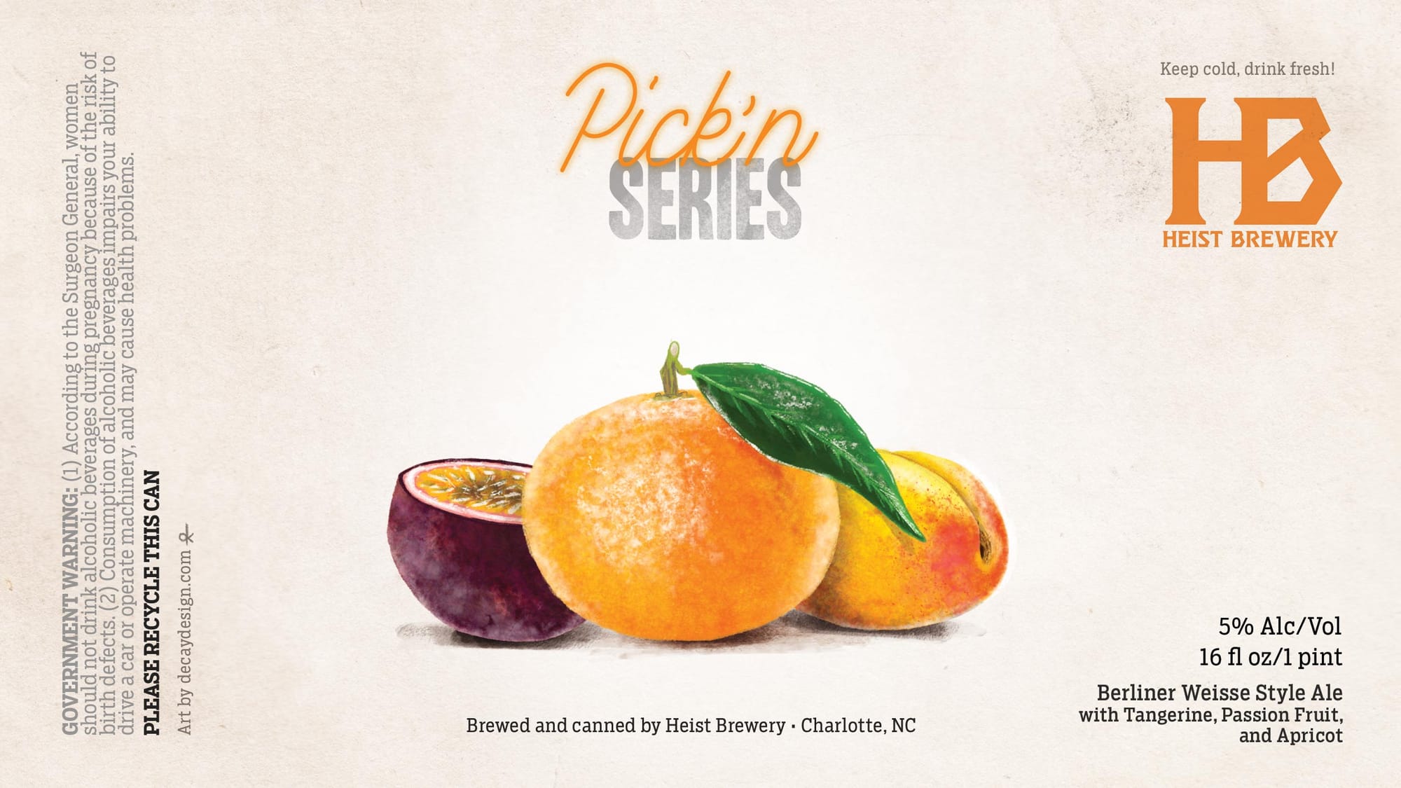 Pickin’ Series by Heist Brewery - beer label