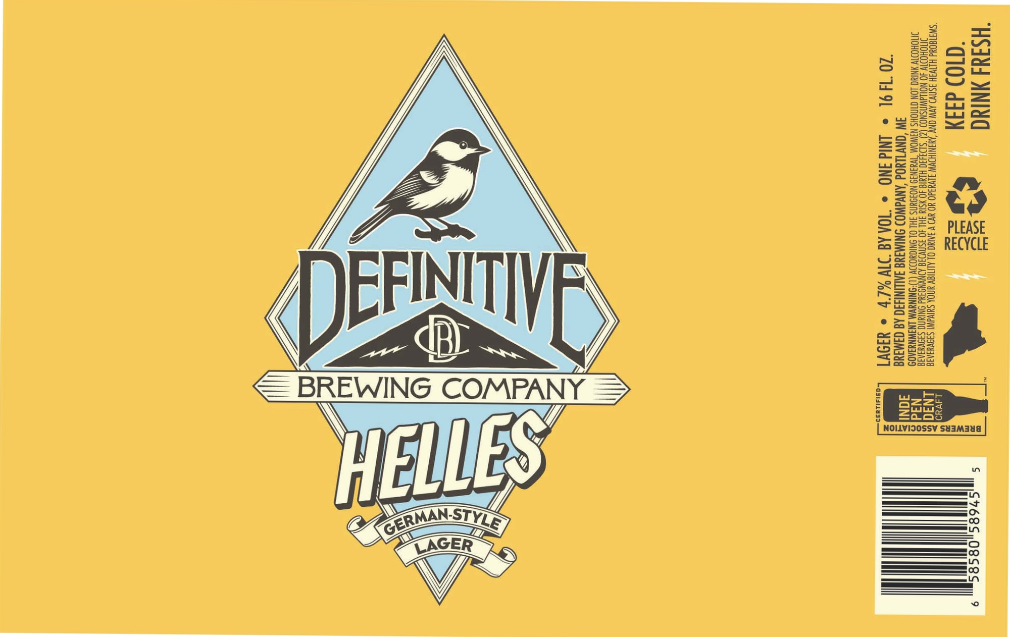 Helles by Definitive Brewing Company - beer label