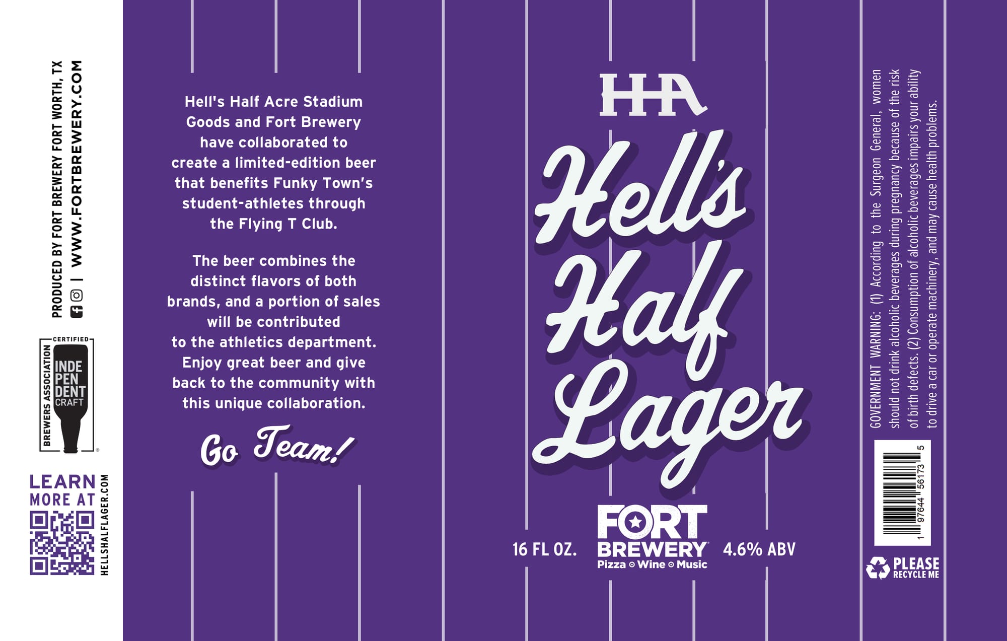 Hell's Half Lager by Fort Brewery - beer label