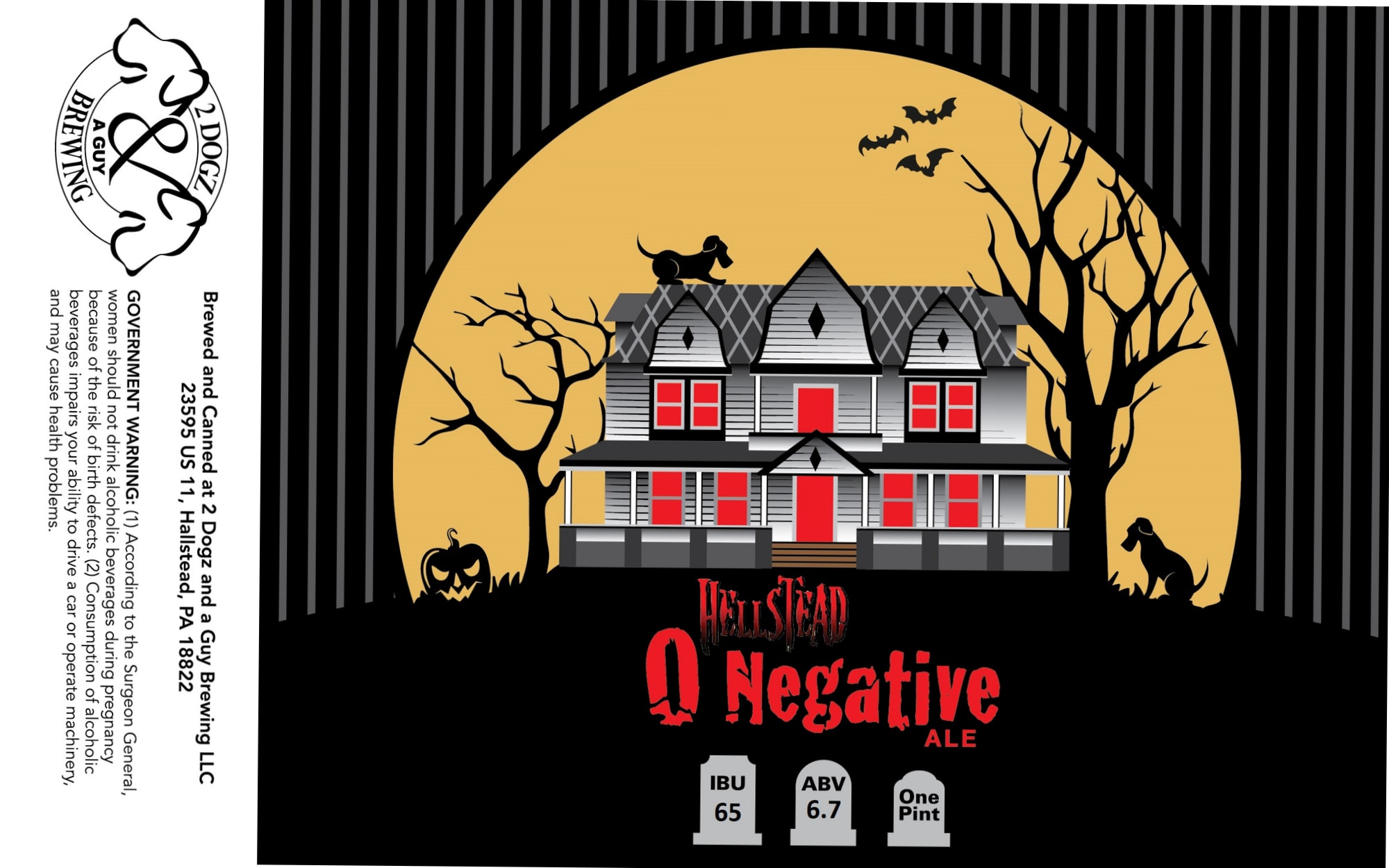Hellstead 0 Negative by 2 Dogz and a Guy Brewing - beer label
