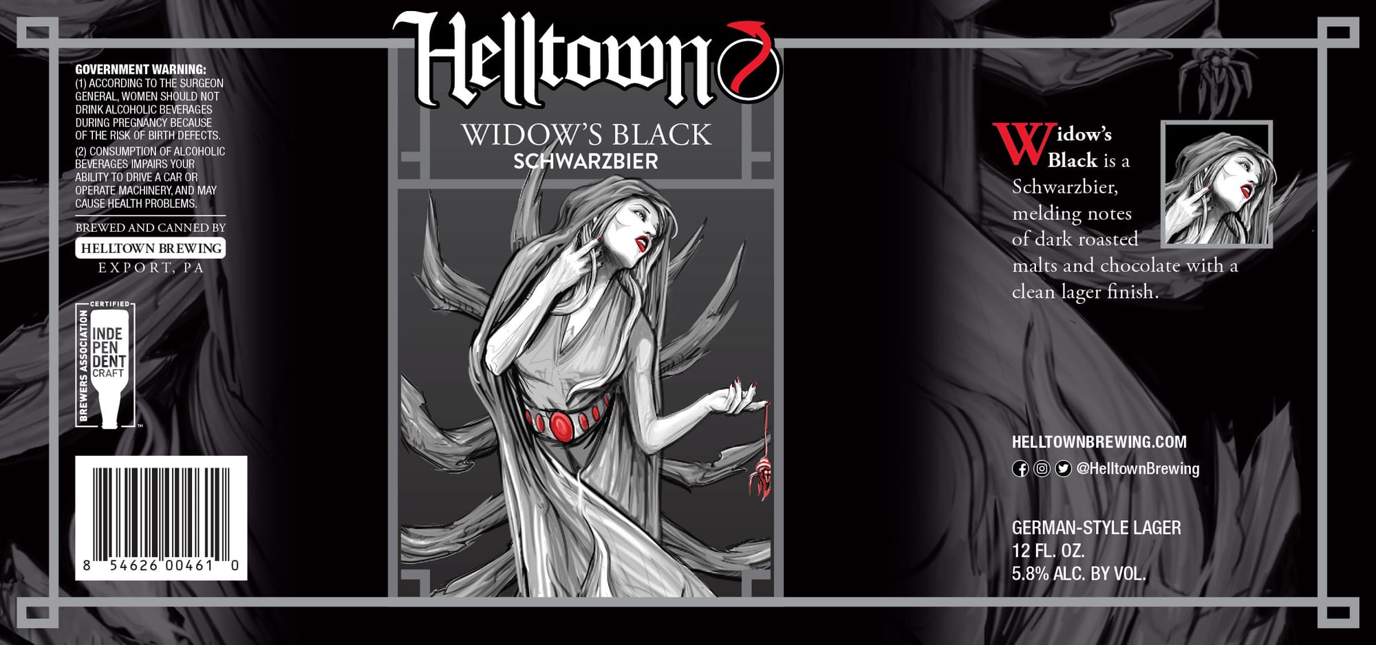 Widow's Black by Helltown Brewing - beer label