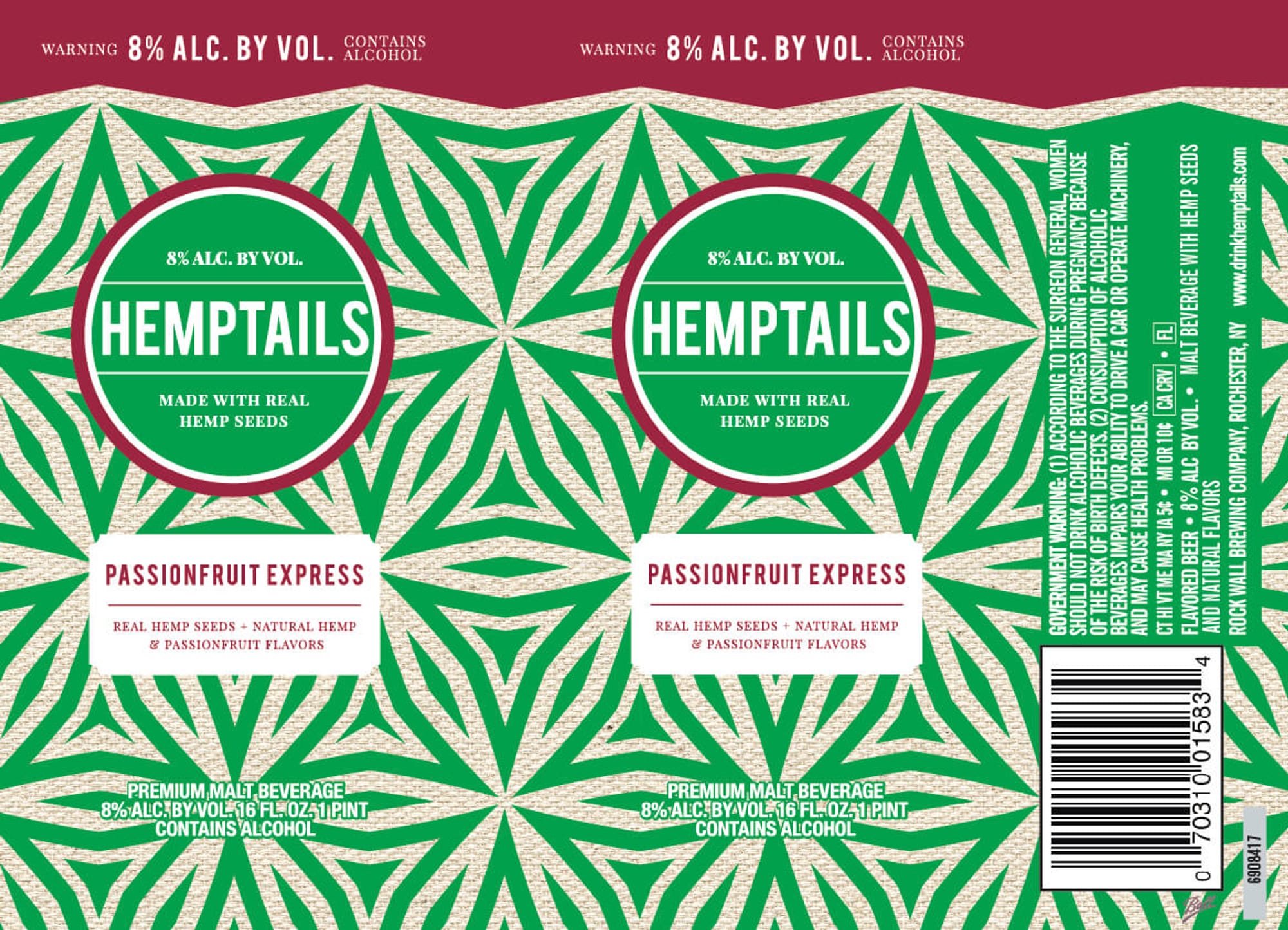 Hemptails Passionfruit Express by Rock Wall Brewing Company - beer label