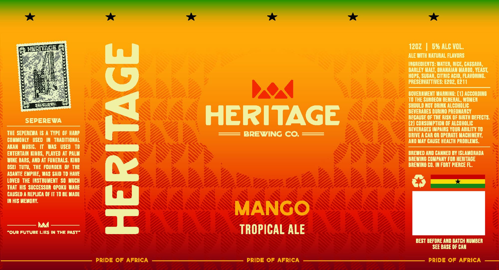 Heritage Mango Tropical Ale by Heritage Brewing Co. - beer label
