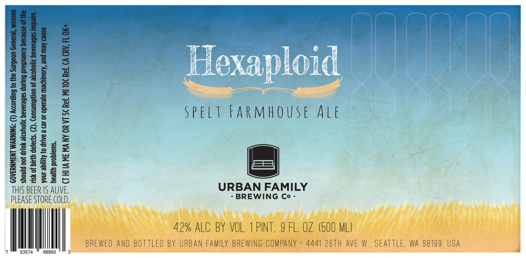 Hexaploid by Urban Family Brewing Co. - beer label