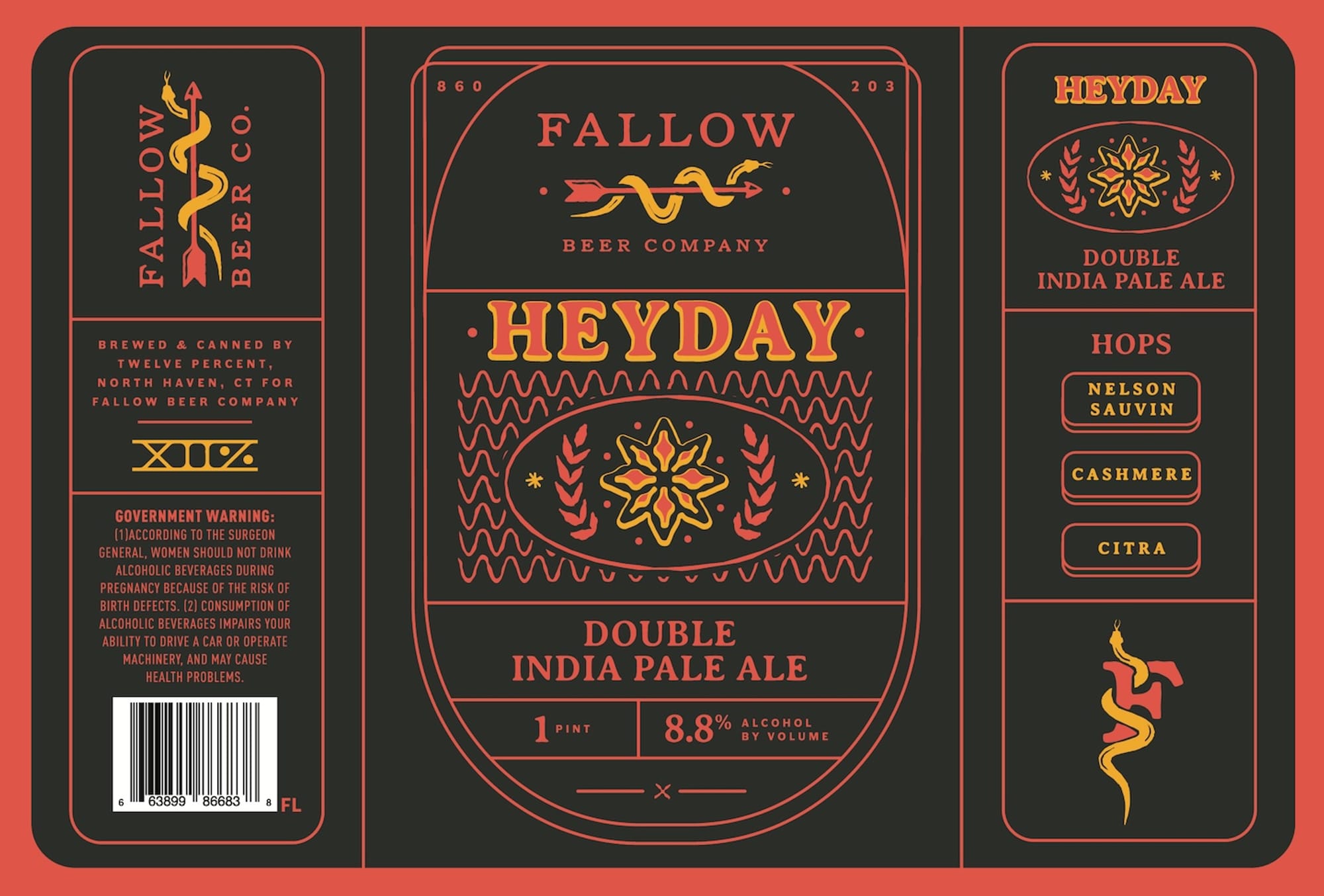 Heyday Double India Pale Ale by Fallow Beer Company - beer label