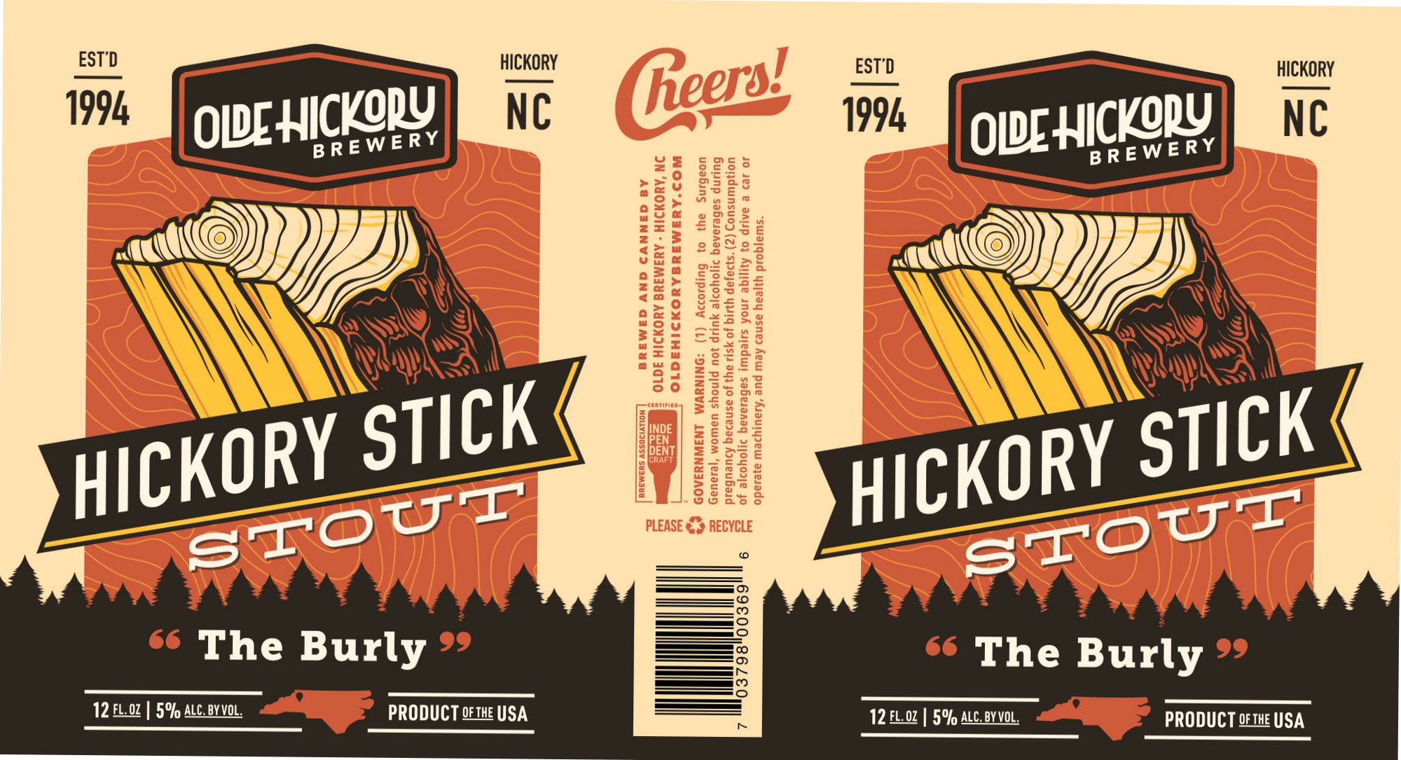 Hickory Stick Stout by Olde Hickory Brewery - beer label